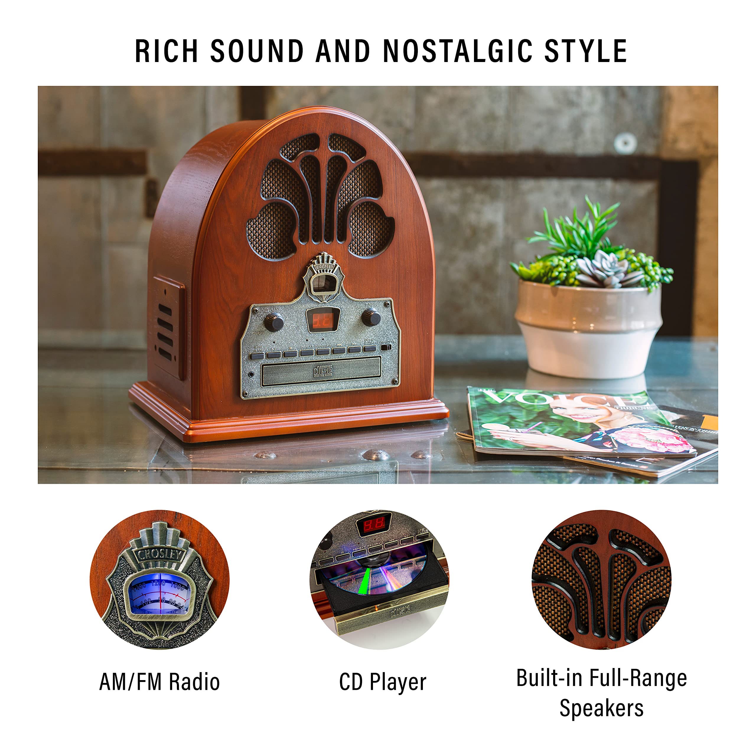Foto 7 pulgar | Radio De Sobremesa Crosley Cr32d-pa Cathedral Retro Am/fm - Venta Internacional