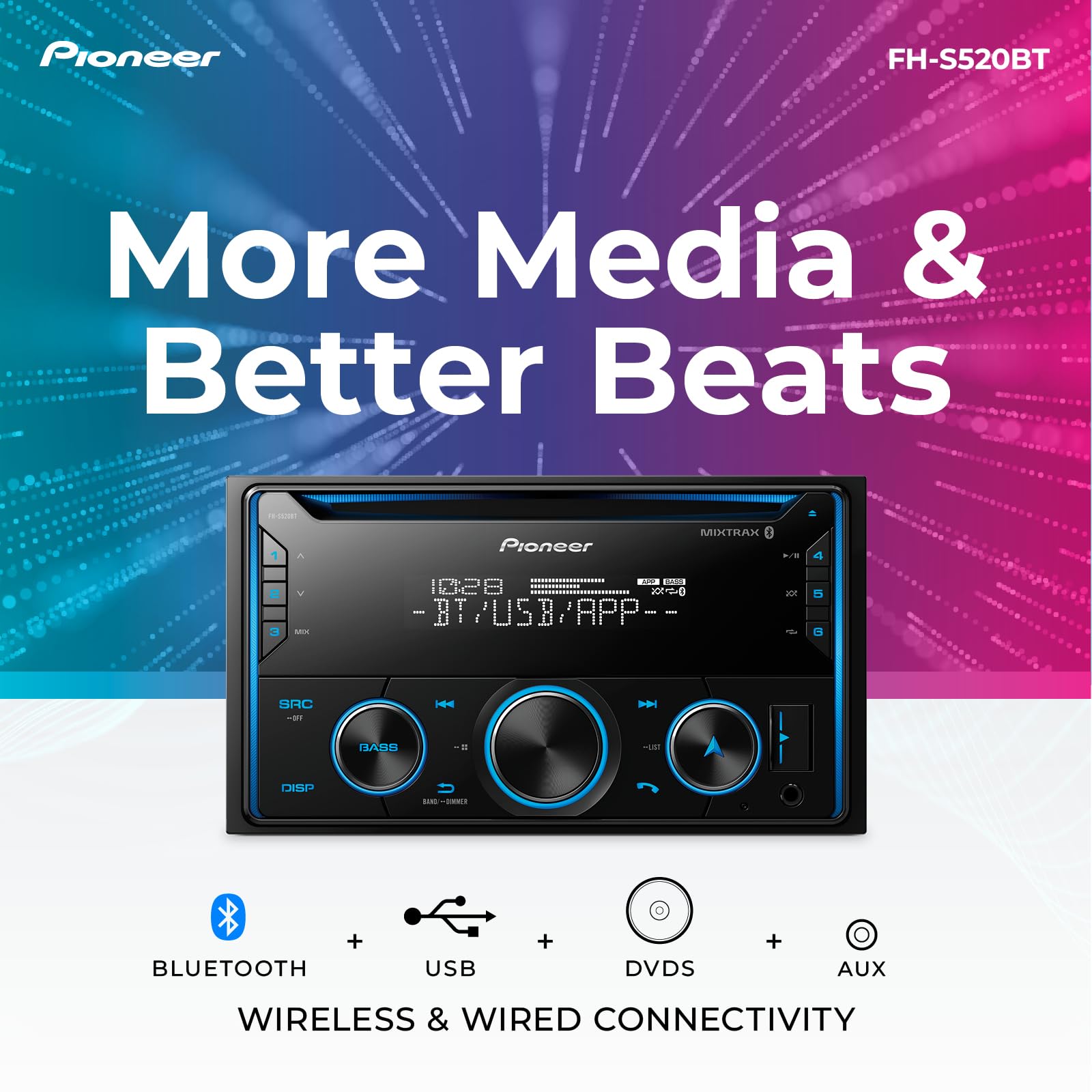 Foto 3 | Autoestéreo Pioneer Fh-s520bt con Bluetooth para Auto-Venta Internacional