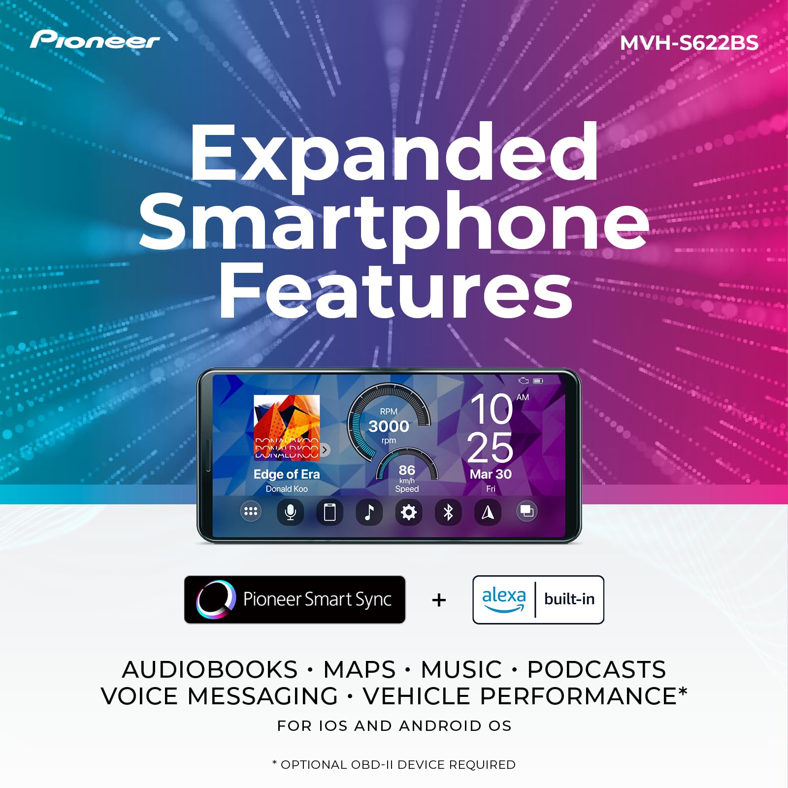 Foto 4 | Autoestéreo Pioneer Mvh-s622bs con Bluetooth para Auto-Venta Internacional