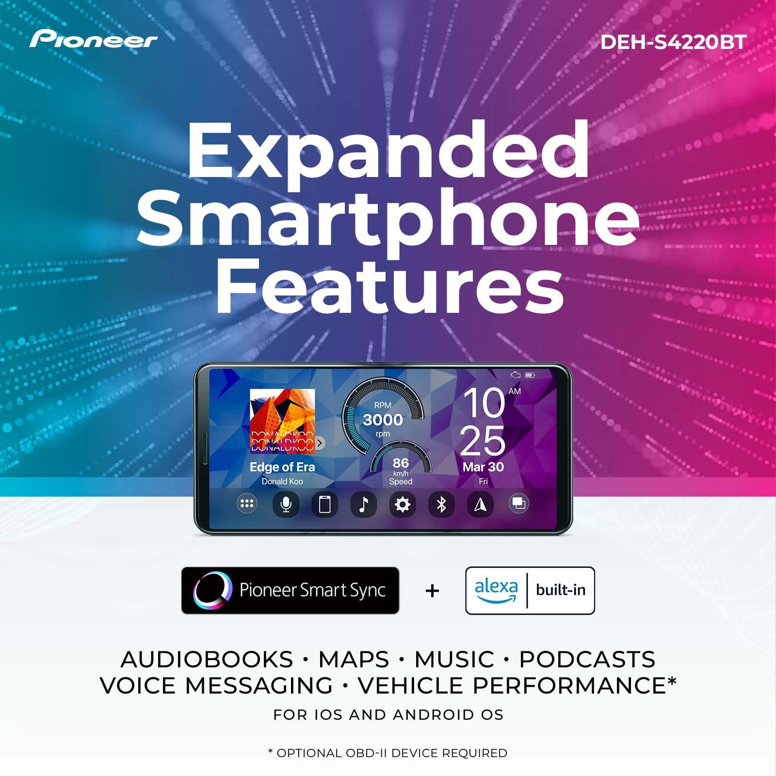 Foto 5 pulgar | Autoestéreo Pioneer Deh-s4220bt con Bluetooth para Auto-Venta Internacional