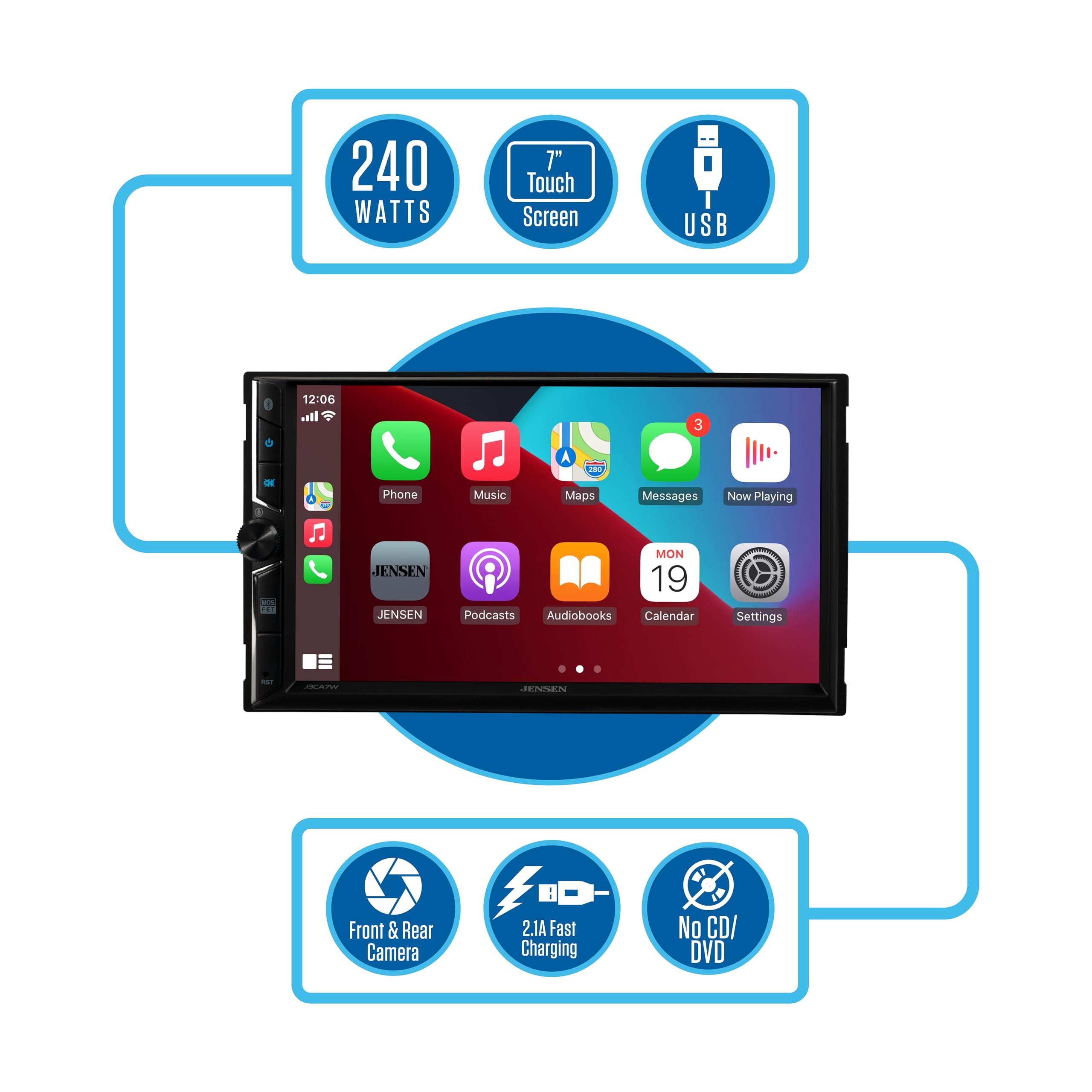 Foto 4 pulgar | Estéreo De Coche Jensen J3ca7w De 7 Pulgadas Apple Carplay Android Auto - Venta Internacional.