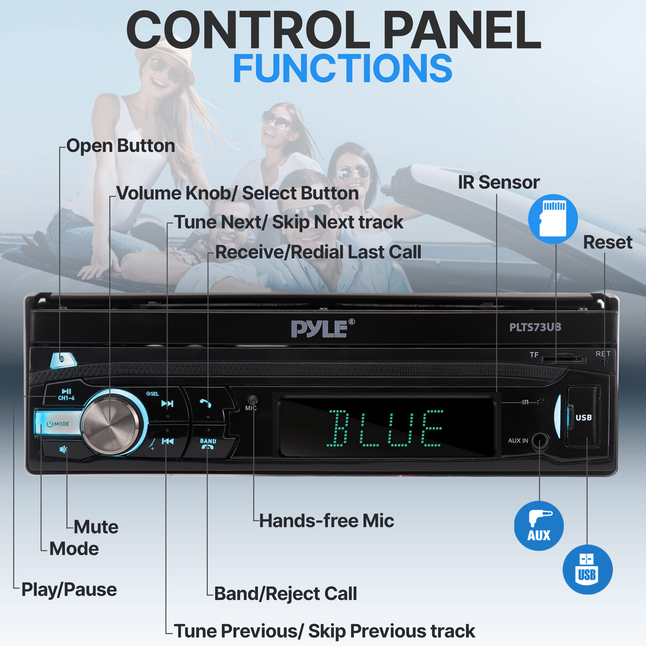 Foto 2 | Receptor De Vídeo Estéreo Para Coche Pyle Plts73ub.5 Bt Con Manos Libres - Venta Internacional.