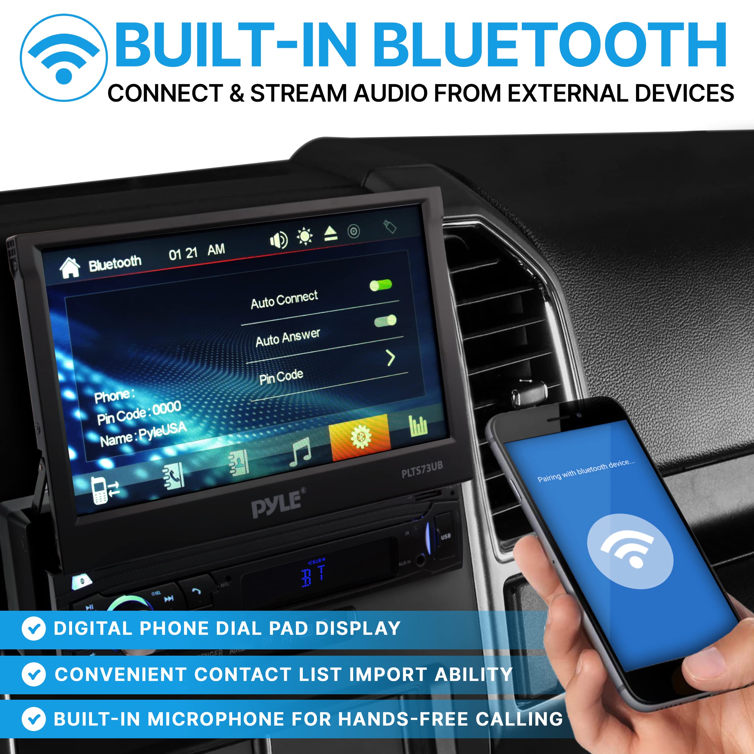 Foto 5 | Receptor De Vídeo Estéreo Para Coche Pyle Plts73ub.5 Bt Con Manos Libres - Venta Internacional.