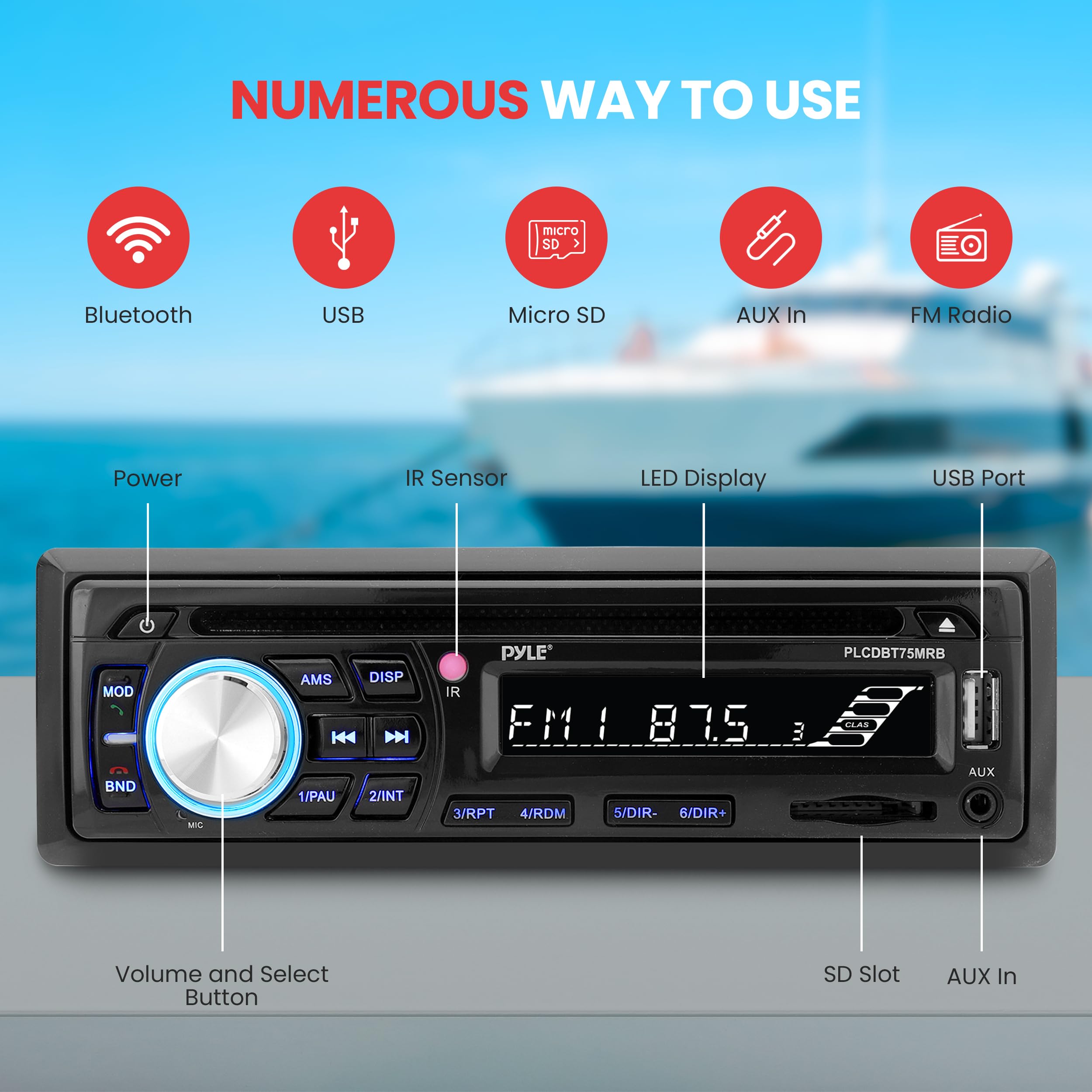 Foto 4 pulgar | Estéreo Bluetooth Para Coche Pyle Single Din Con Altavoces De 6.5 Pulgadas - Venta Internacional.