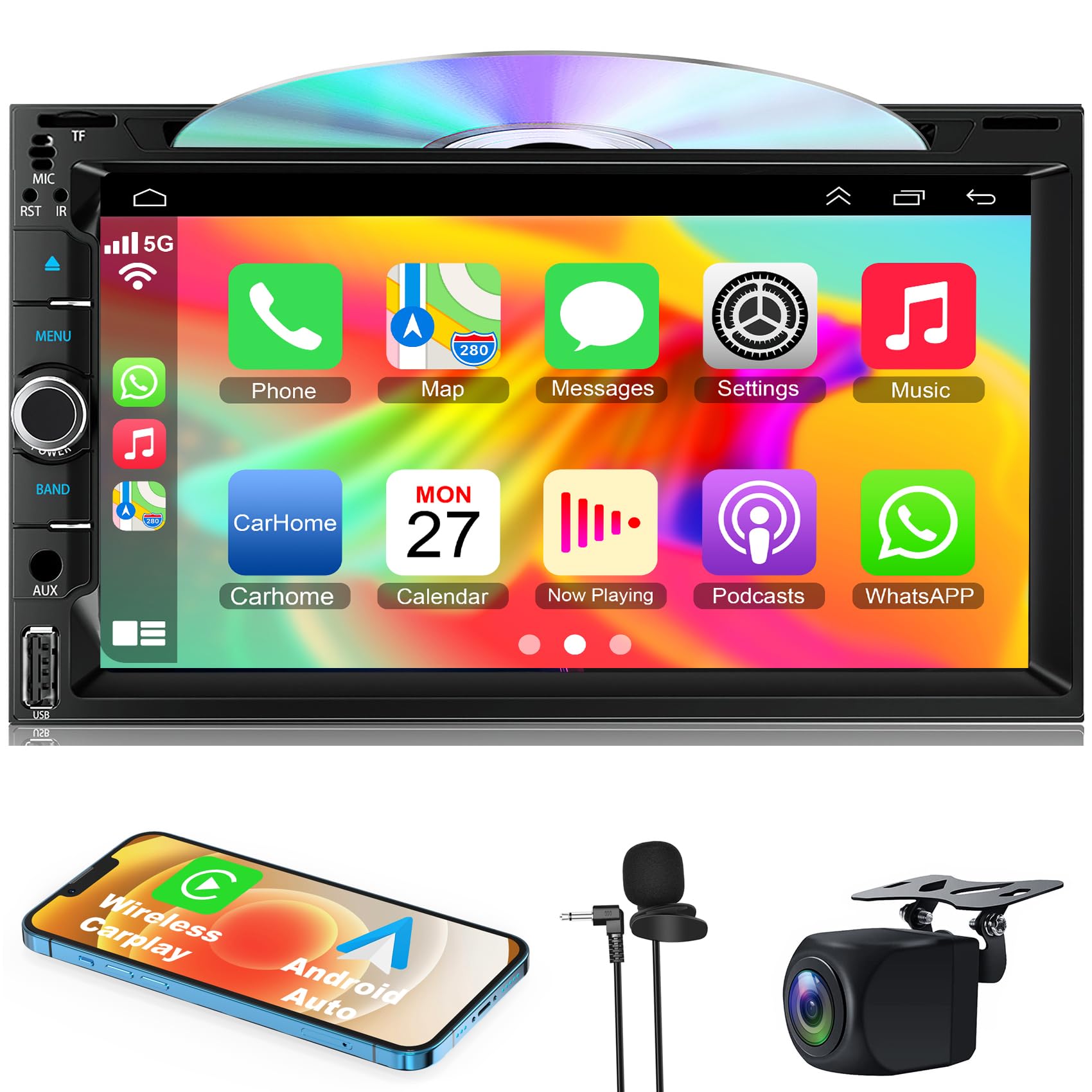 Foto 2 pulgar | Estéreo Para Coche Wowivid De 7 Pulgadas, Doble Din Con Carplay Y Android Auto - Venta Internacional.