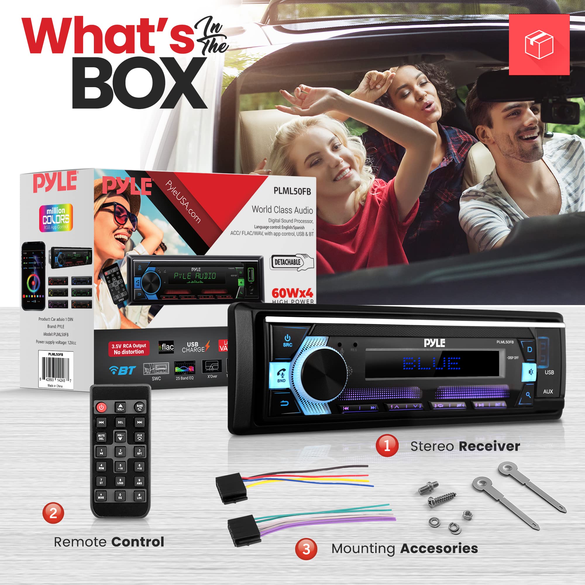Foto 3 pulgar | Receptor Estéreo Bluetooth Para Unidad Principal Pyle Plml50fb, Color Negro - Venta Internacional.