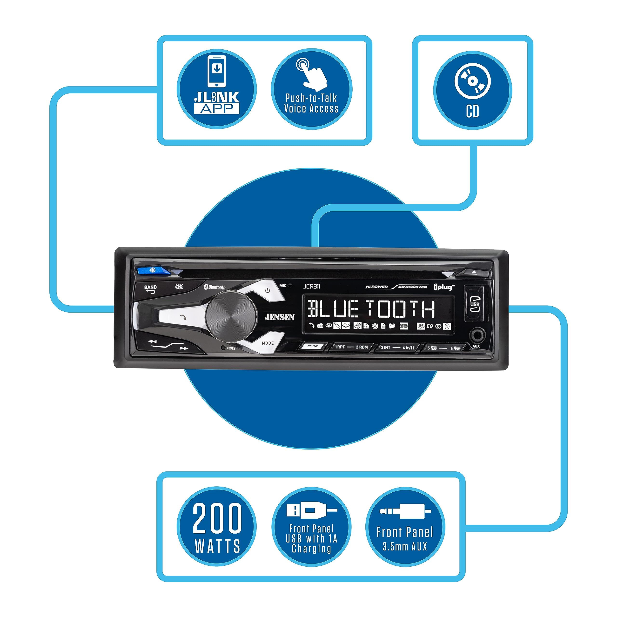 Foto 4 pulgar | Radio Estéreo Para Coche, Reproductor De Cd Jensen Jcr311, Bluetooth, Manos Libres - Venta Internacional.