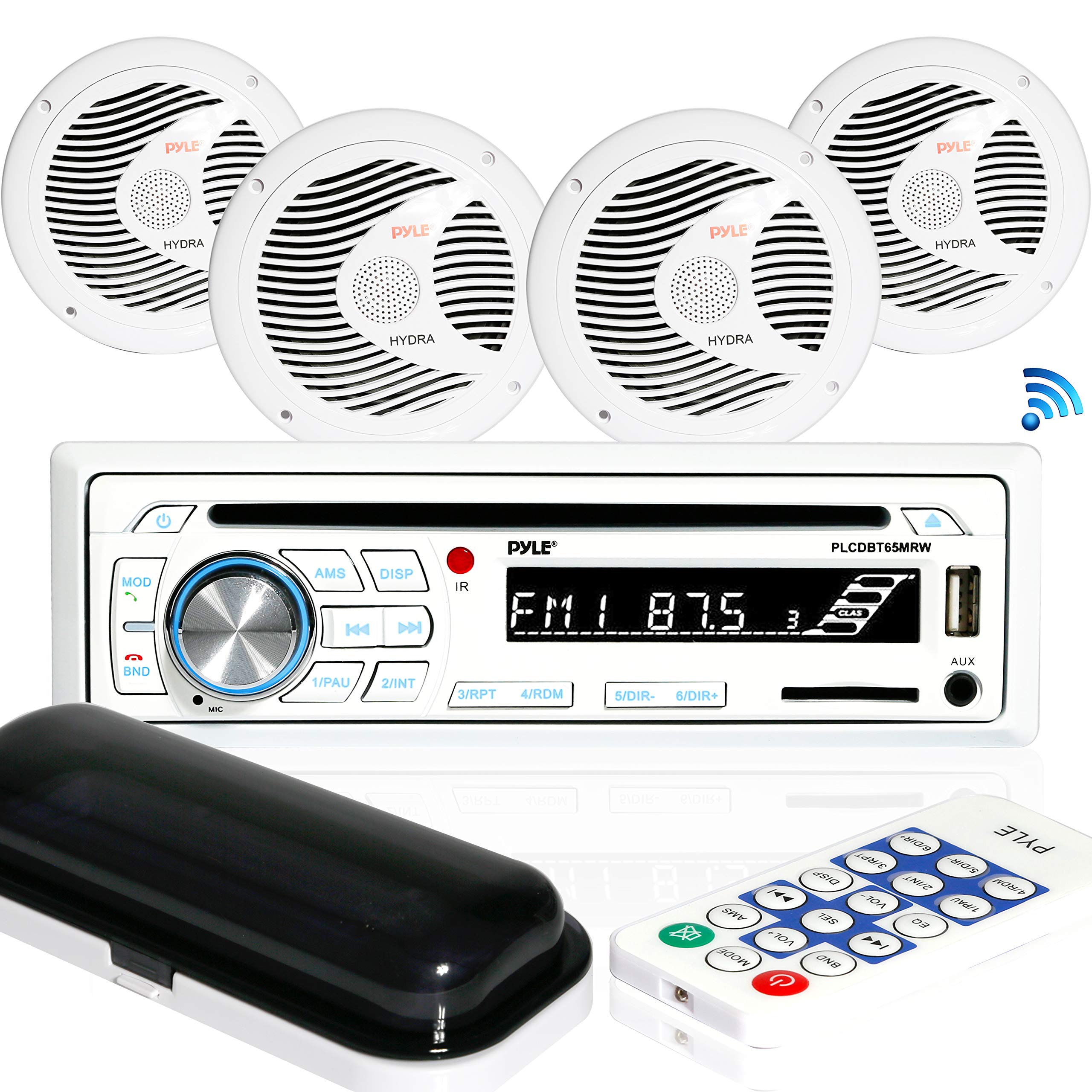 Kit De Altavoces Con Receptor Estéreo Marino Pyle Con Bluetooth De 6.5 Pulgadas - Venta Internacional.