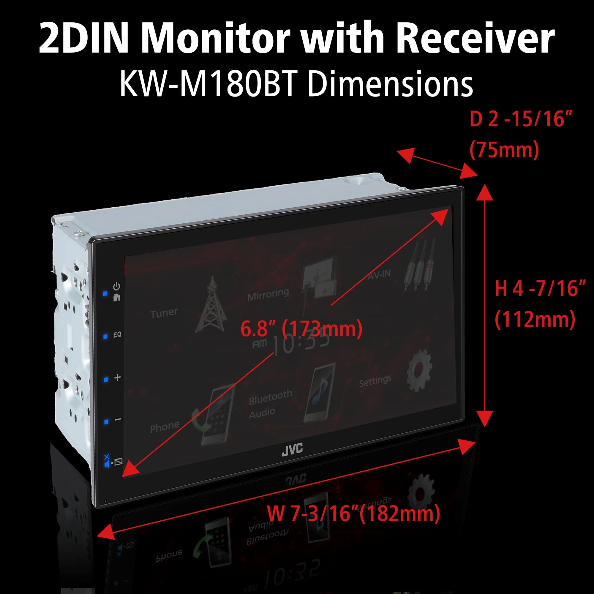 Foto 3 | Receptor Estéreo Para Coche Jvc Kw-m180bt Bluetooth Usb 6.75'' - Venta Internacional.