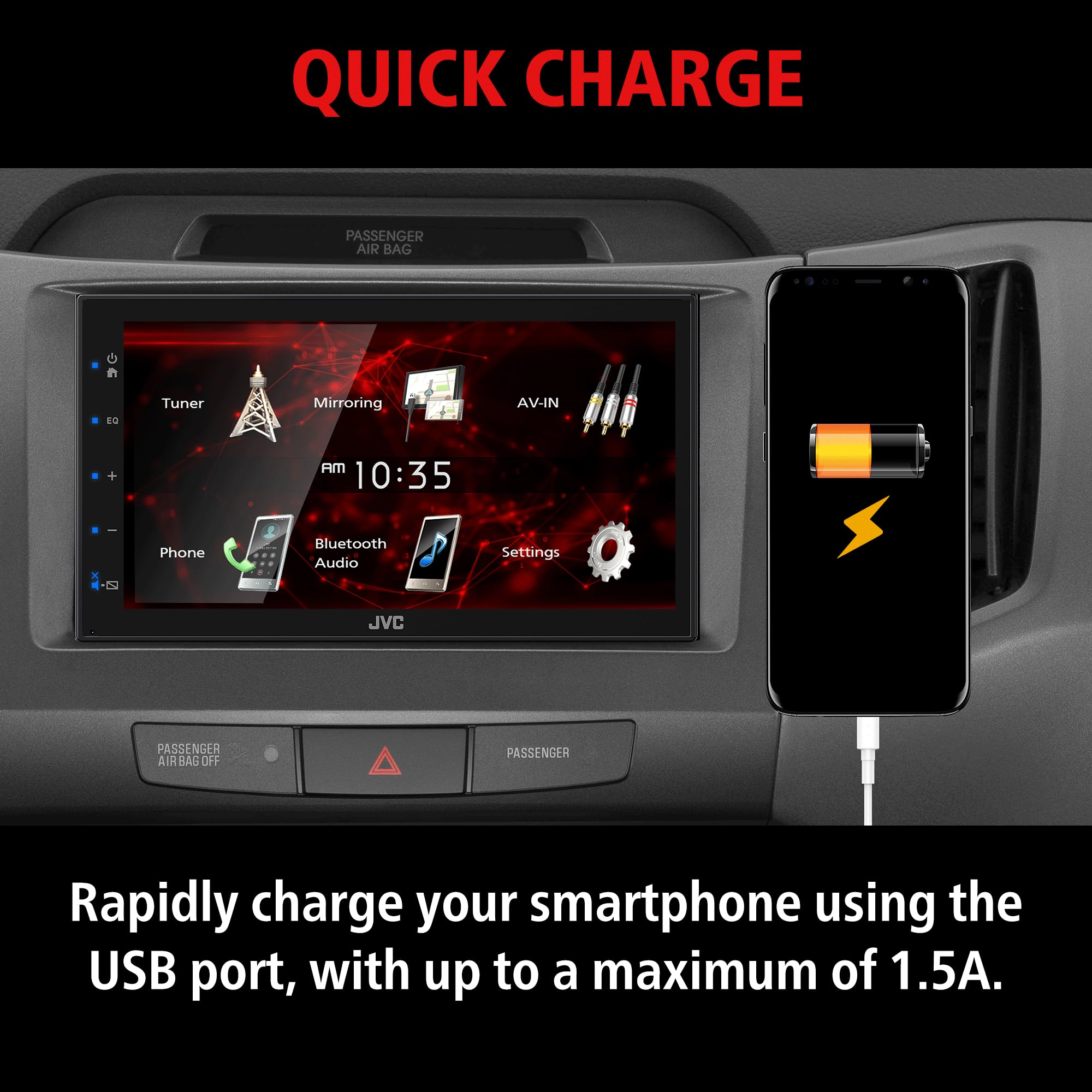Foto 6 pulgar | Receptor Estéreo Para Coche Jvc Kw-m180bt Bluetooth Usb 6.75'' - Venta Internacional.