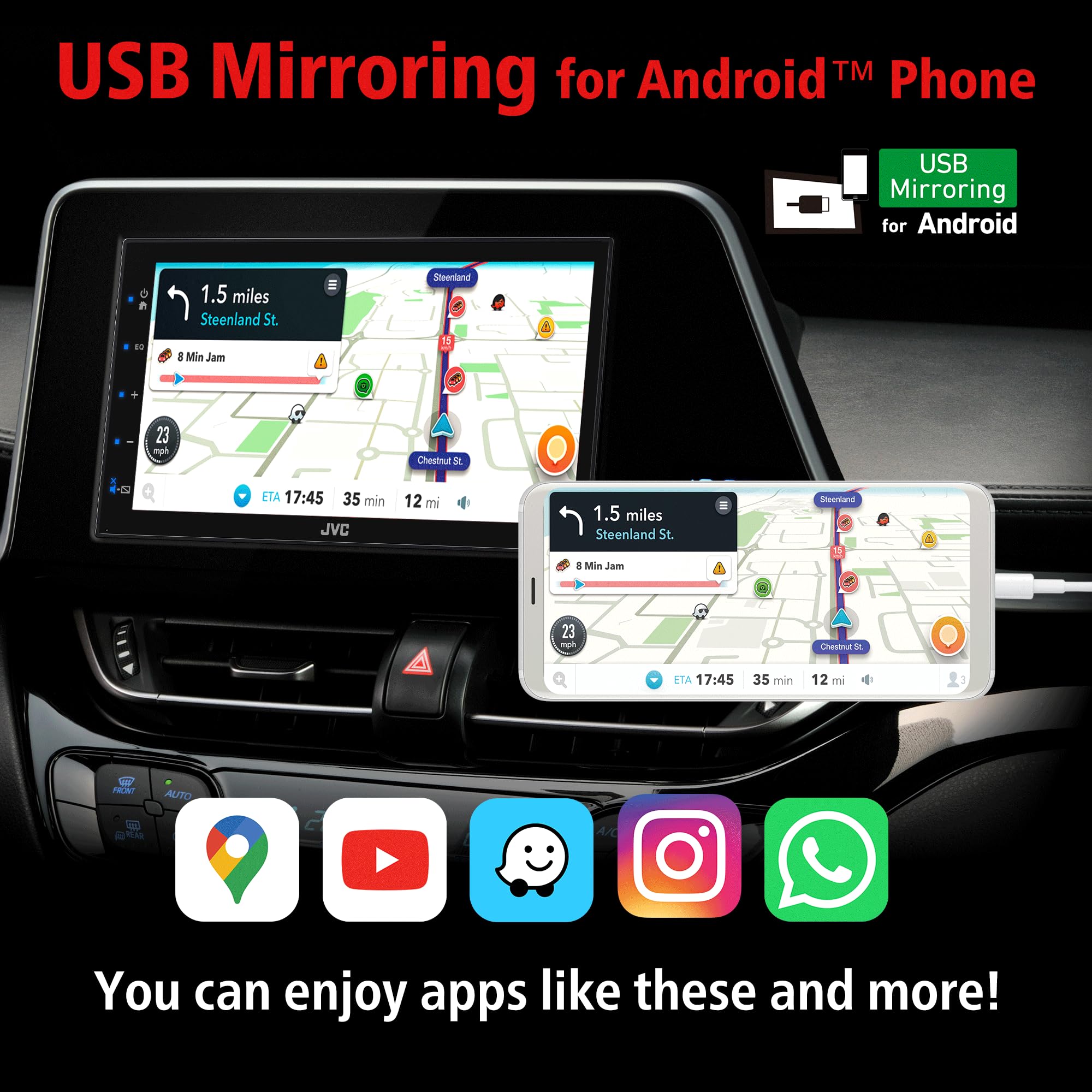 Foto 7 pulgar | Receptor Estéreo Para Coche Jvc Kw-m180bt Bluetooth Usb 6.75'' - Venta Internacional.