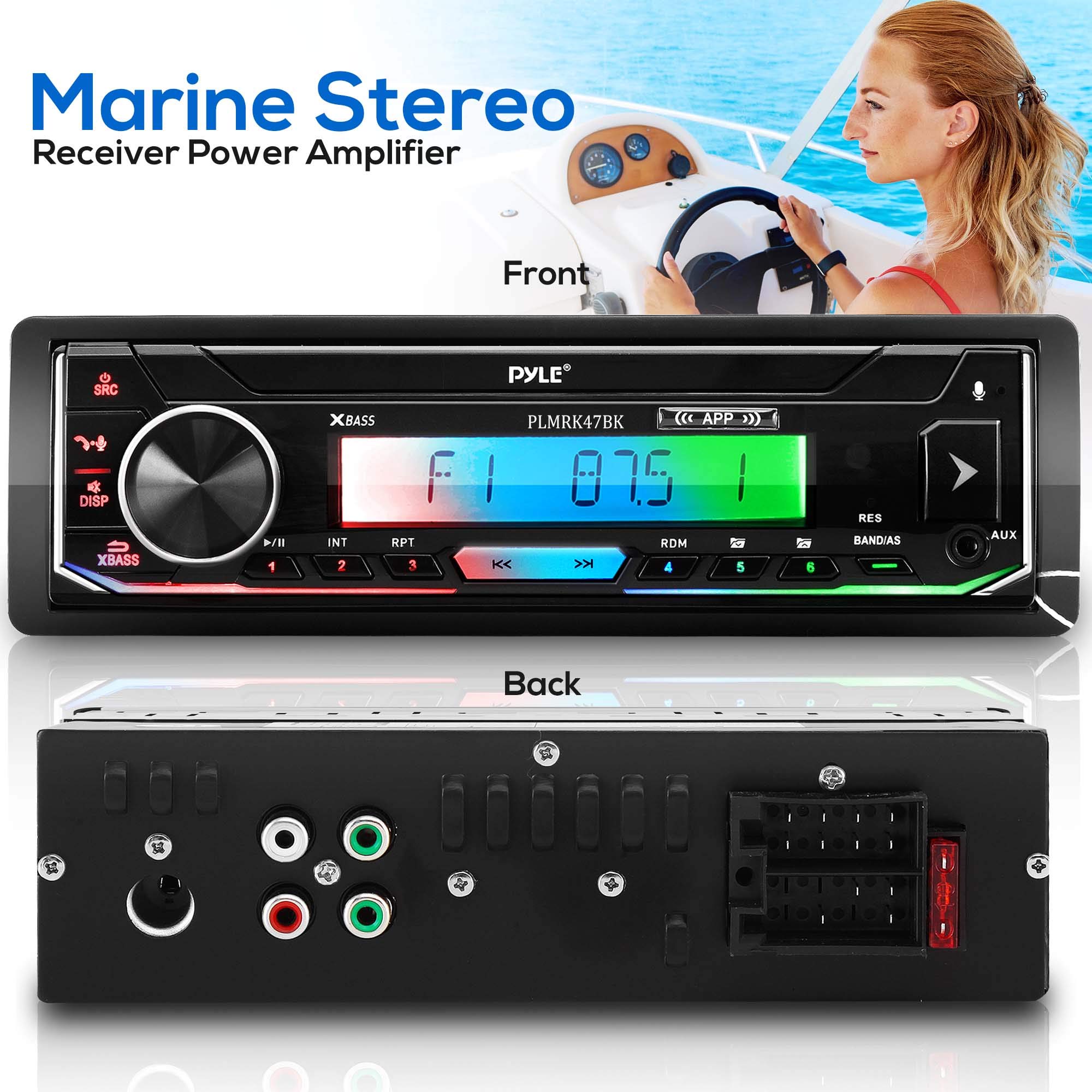 Foto 2 | Kit De Receptor Estéreo Y Altavoz Bluetooth Marine 300w Pyle - Venta Internacional.
