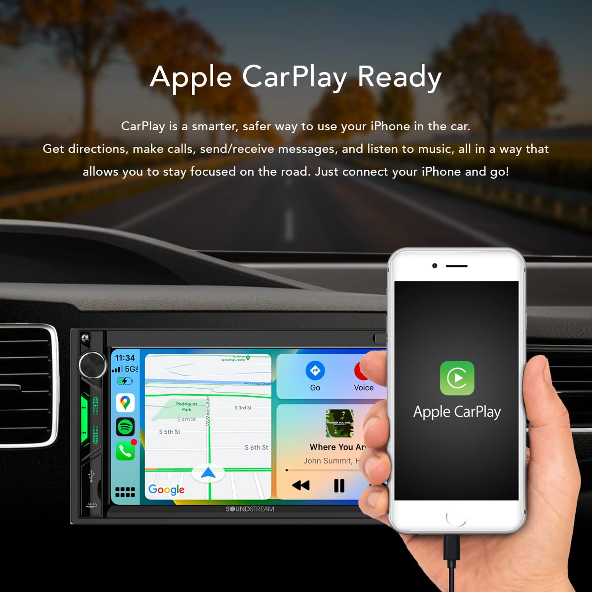 Foto 7 pulgar | Sistema Estéreo para Coche Soundstream Vrcpaa-7drm Con Apple Carplay Y Android - Venta Internacional