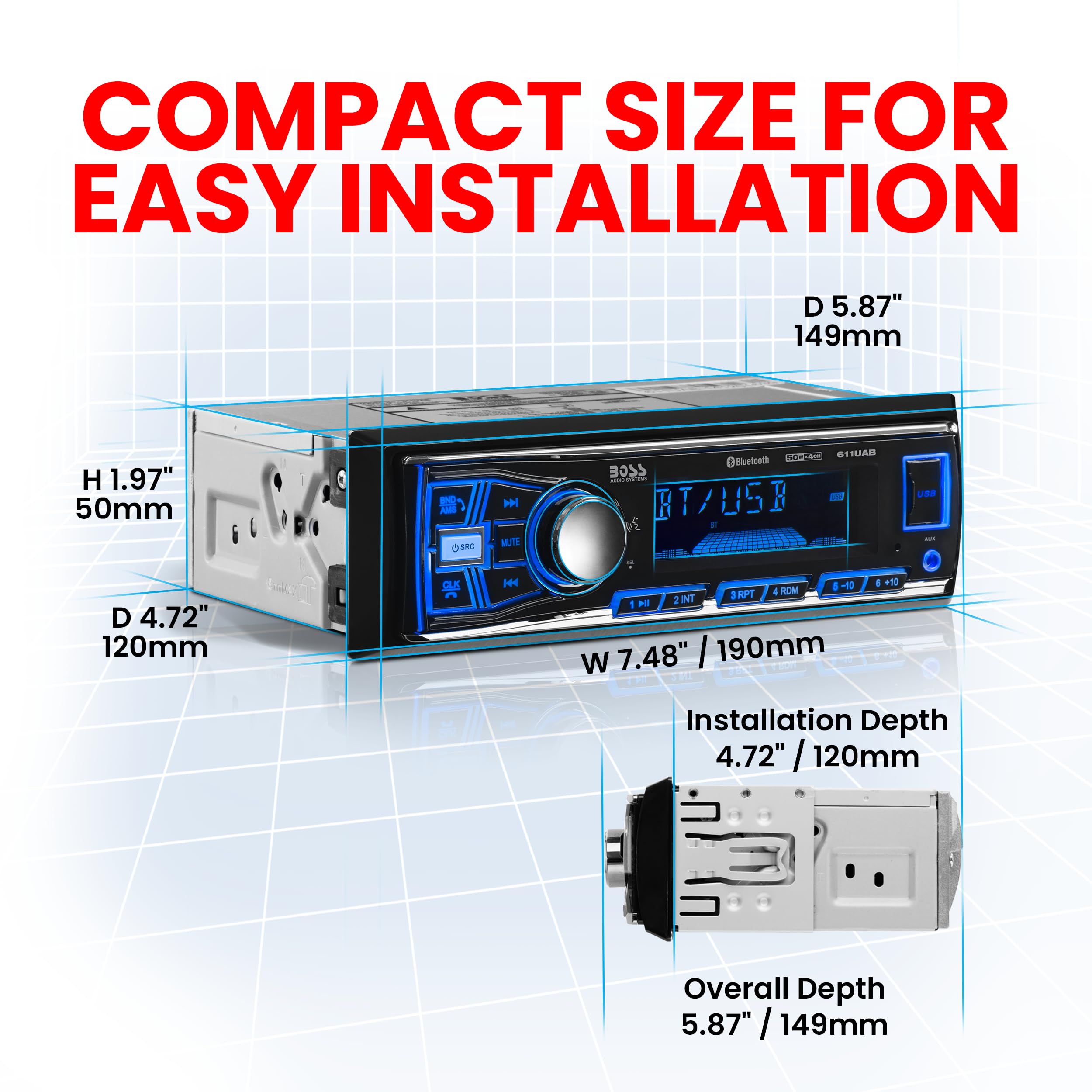 Foto 4 pulgar | Sistema Estéreo para Coche Boss Audio Systems 611UAB Bluetooth - Venta Internacional
