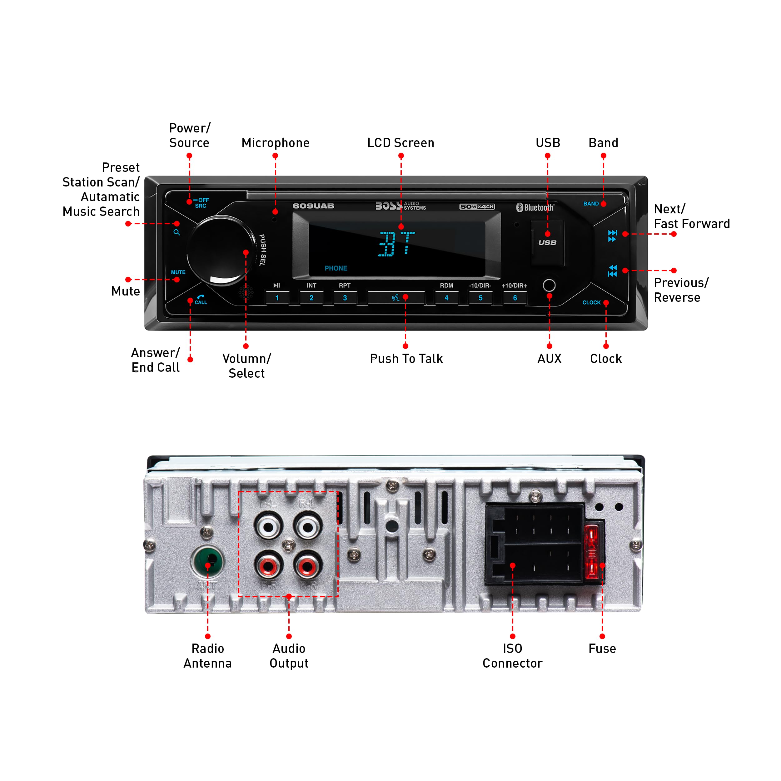Foto 5 | Sistema Estéreo para Coche Boss Audio Systems 609uab Bluetooth Single Din - Venta Internacional