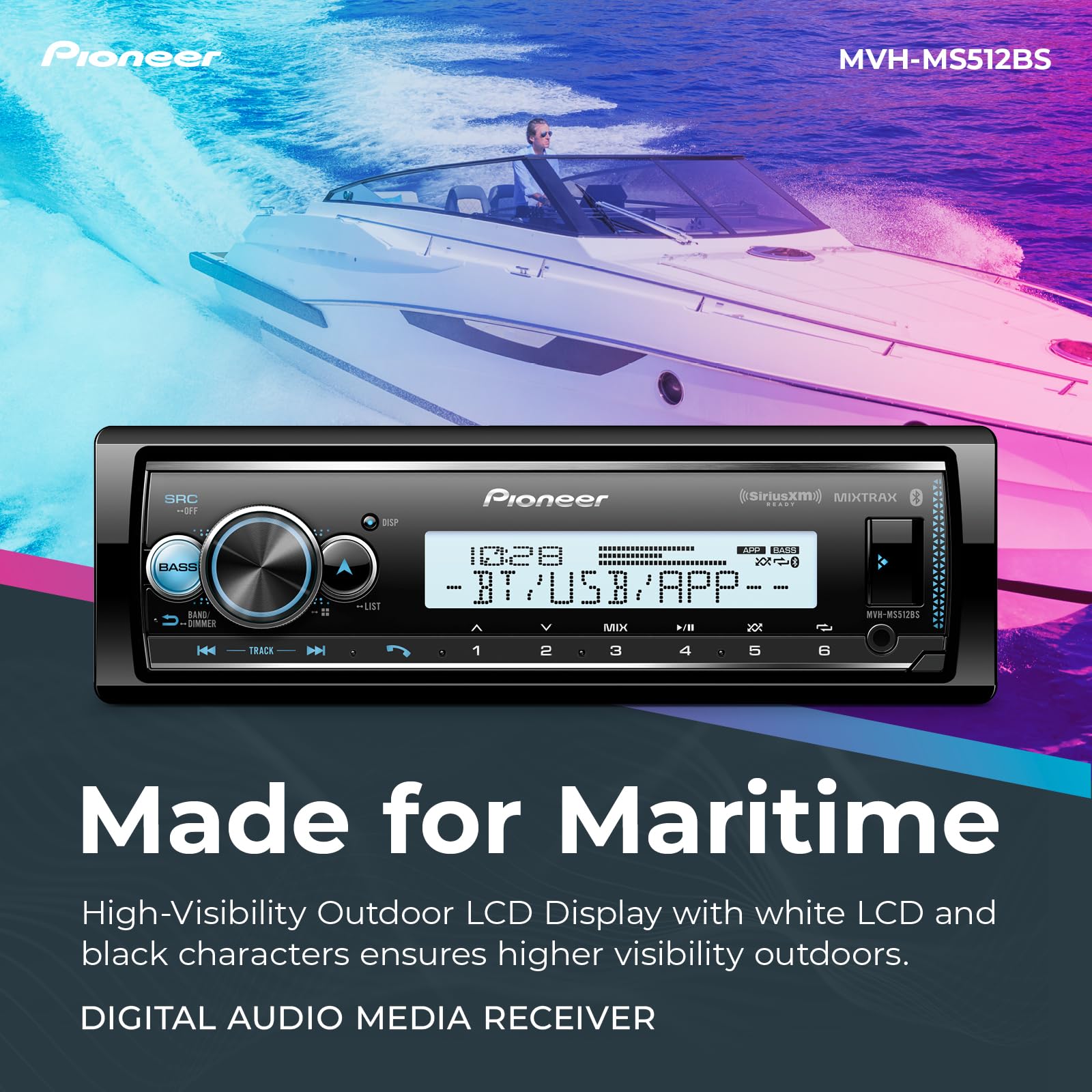 Foto 3 pulgar | Receptor Multimedia Digital Marino Pioneer Mvh-ms512bs Bluetooth - Venta Internacional