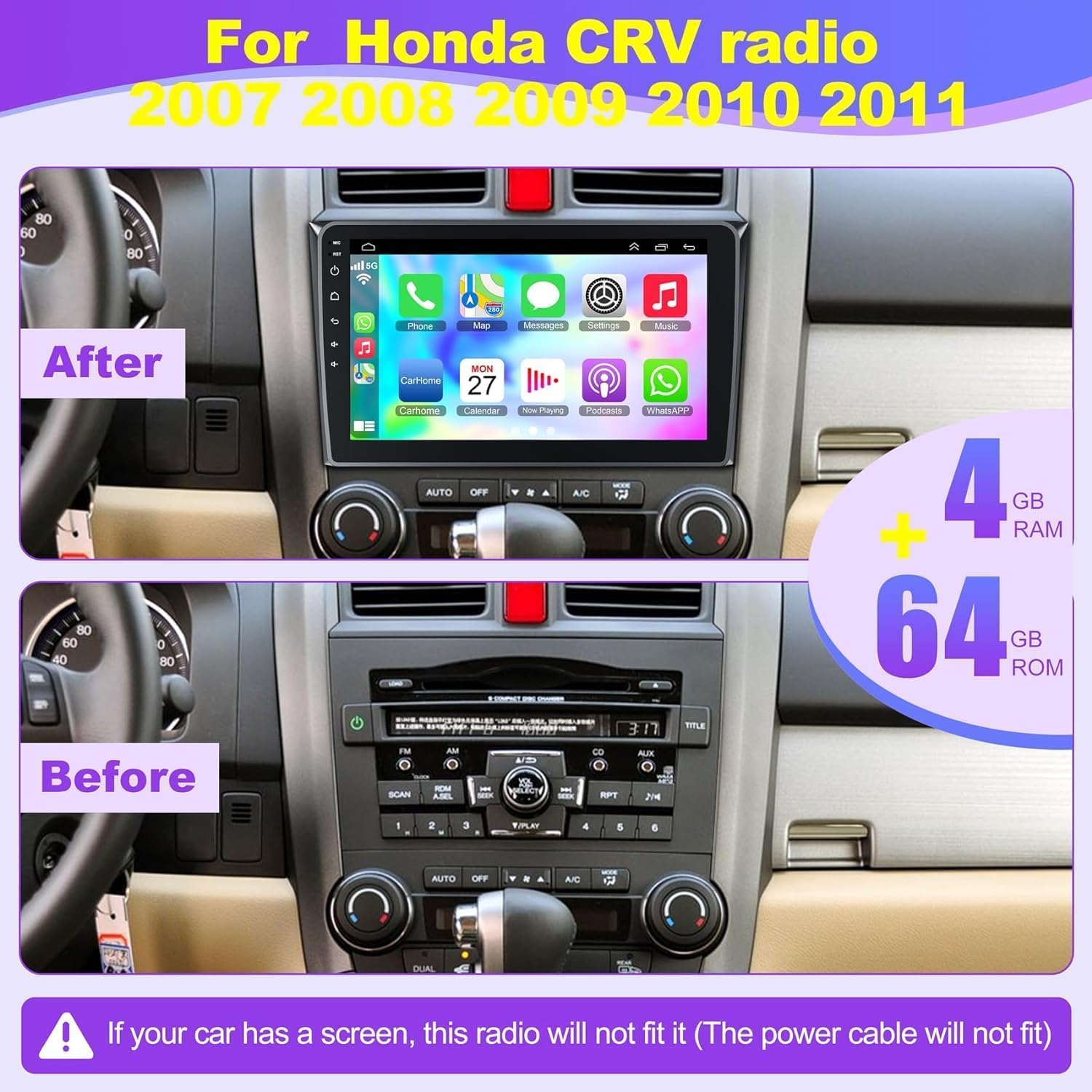 Foto 3 pulgar | Adaptador De Radio Estéreo De Coche Universe Para Honda Crv 2007-2011 - Venta Internacional.