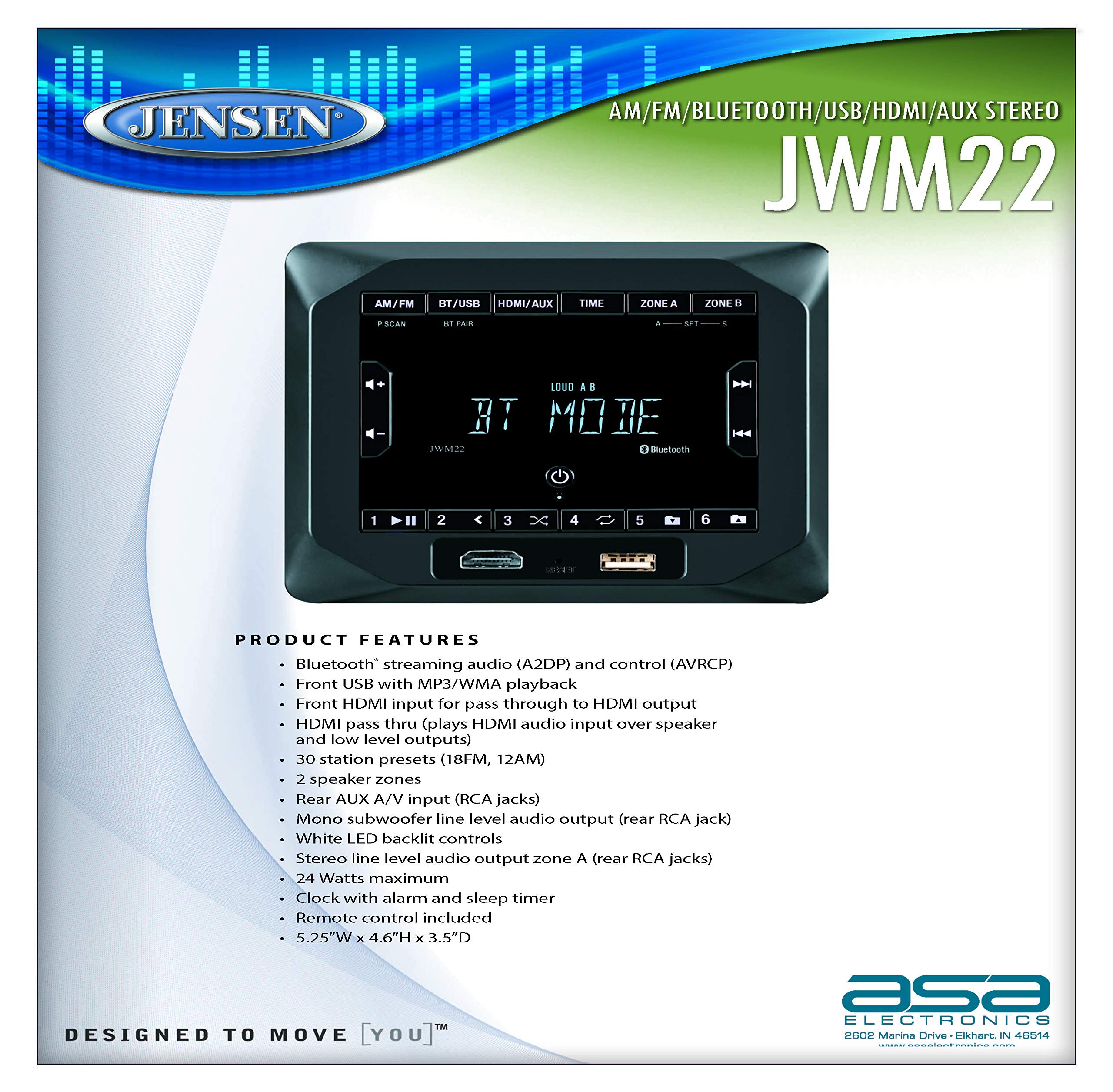 Foto 3 pulgar | Soporte de Pared Estéreo Jensen Jwm22 Am/fm/bluetooth/usb/hdmi/aux - Venta Internacional