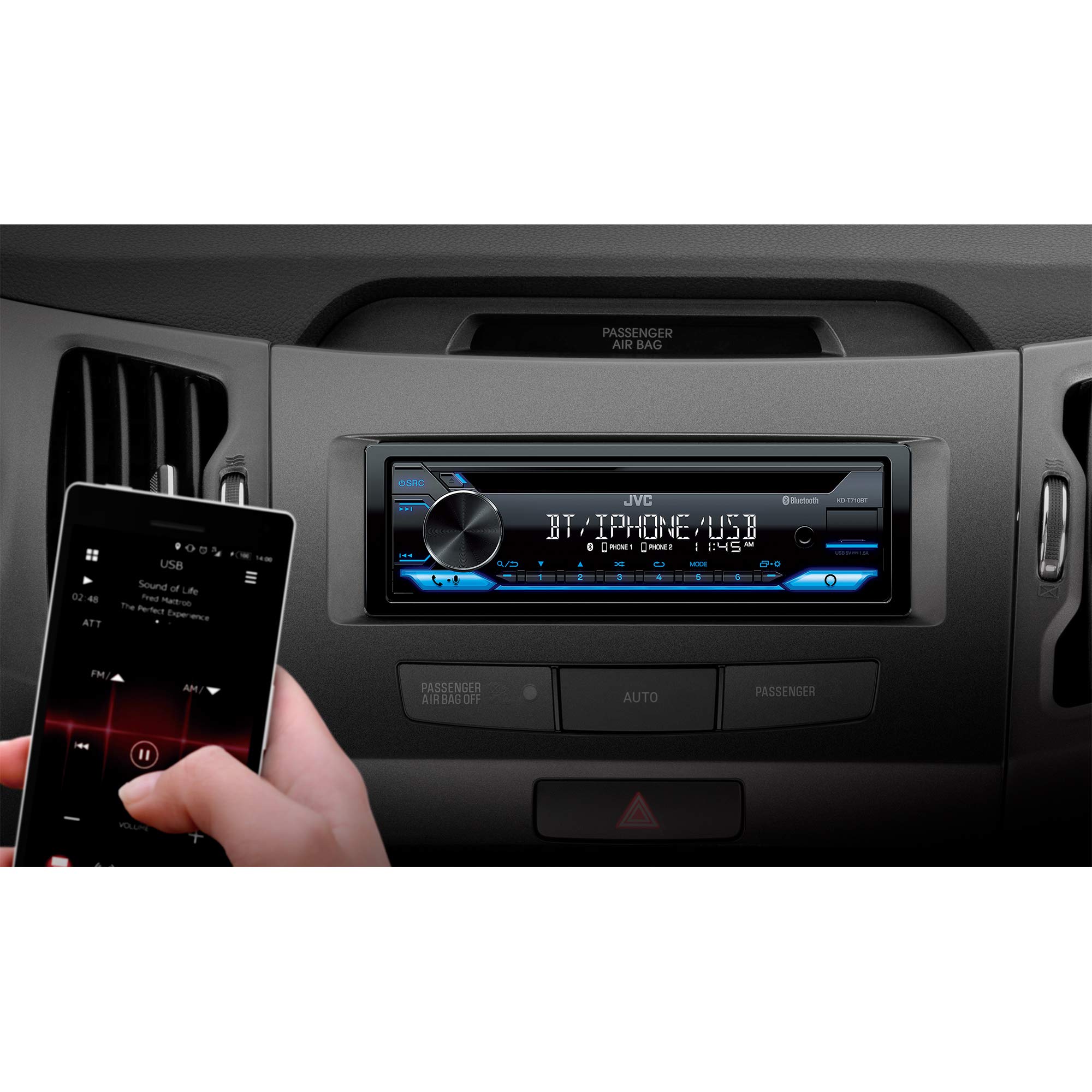 Foto 3 pulgar | Receptor De Cd Estéreo Para Coche Jvc Kd-t710bt Con Bluetooth Y Alexa - Venta Internacional.