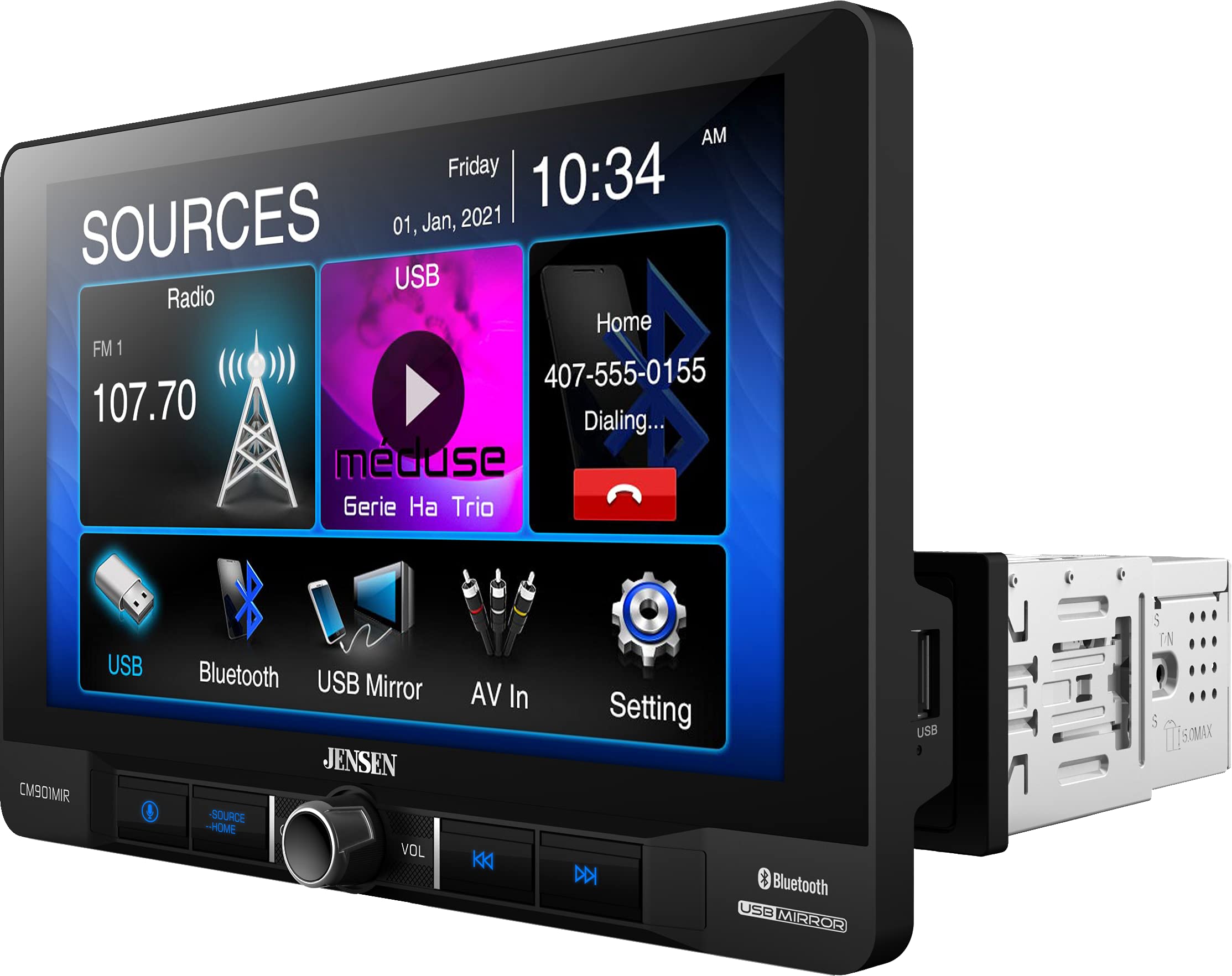 Foto 3 pulgar | Receptor Multimedia Digital Jensen Cm901mir 23 Cm Con Bluetooth - Venta Internacional.