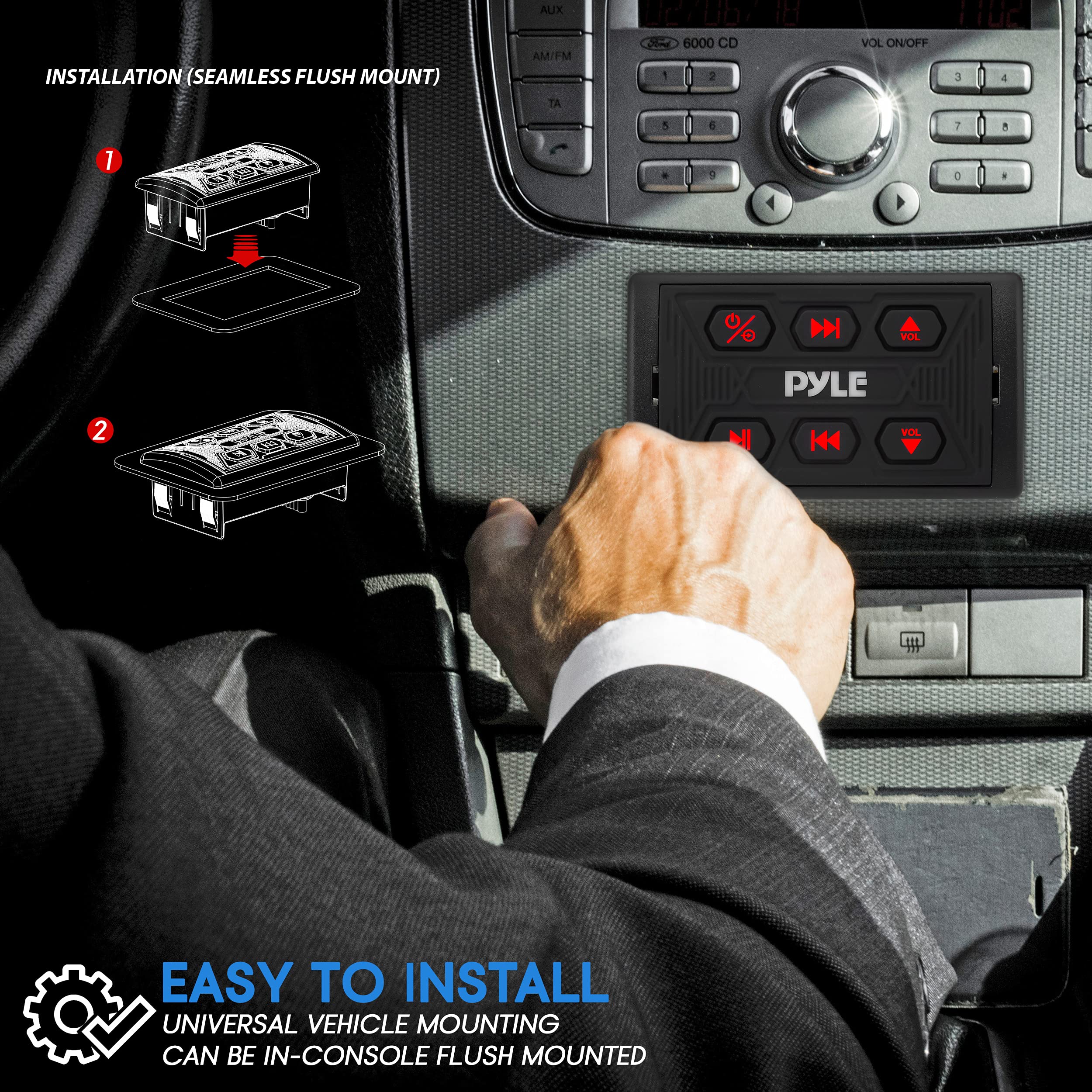 Foto 3 | Radio De Coche Bluetooth Pyle Plmrbtsq1, Receptor Marino Impermeable - Venta Internacional.