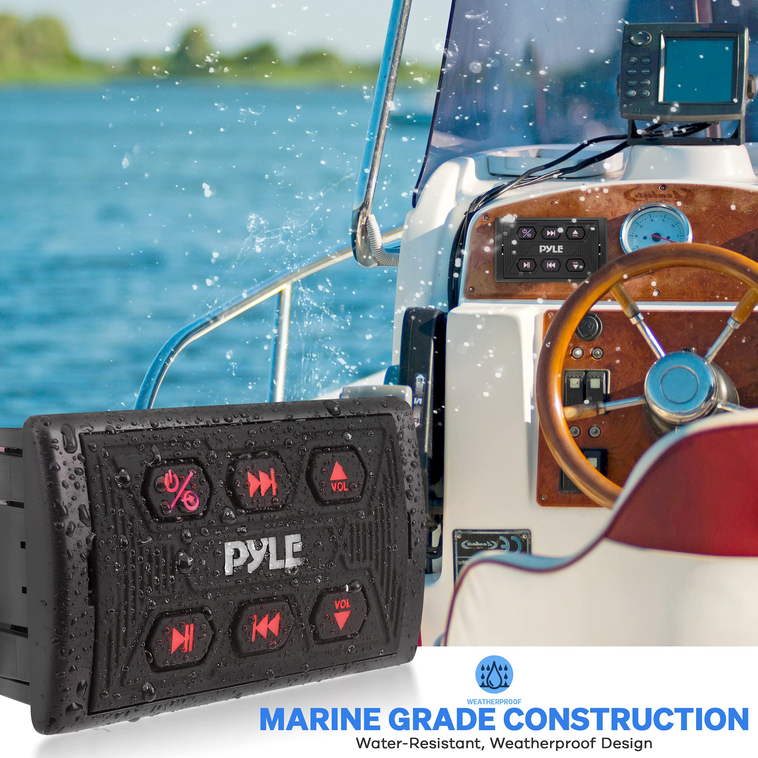 Foto 5 pulgar | Radio De Coche Bluetooth Pyle Plmrbtsq1, Receptor Marino Impermeable - Venta Internacional.