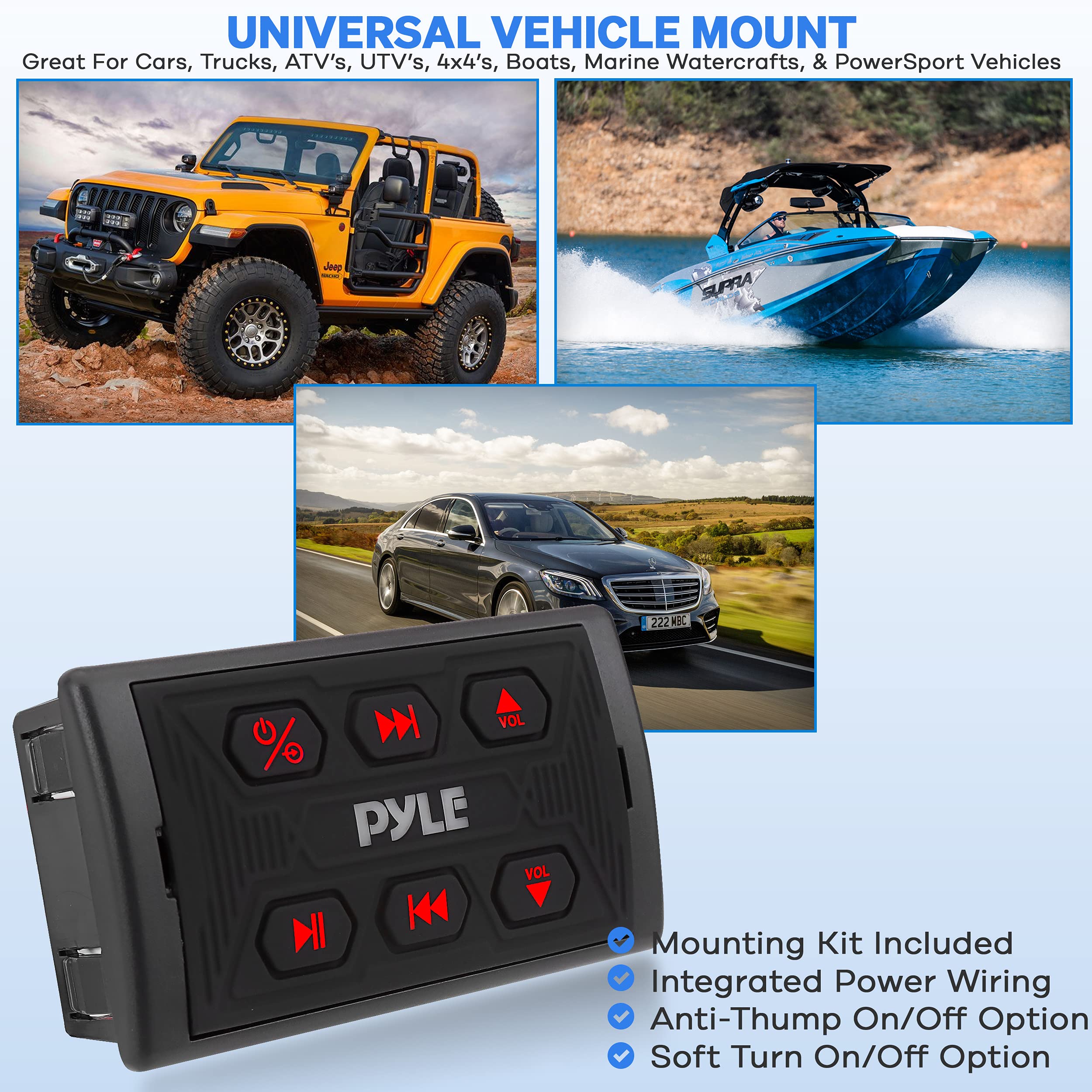 Foto 7 pulgar | Radio De Coche Bluetooth Pyle Plmrbtsq1, Receptor Marino Impermeable - Venta Internacional.