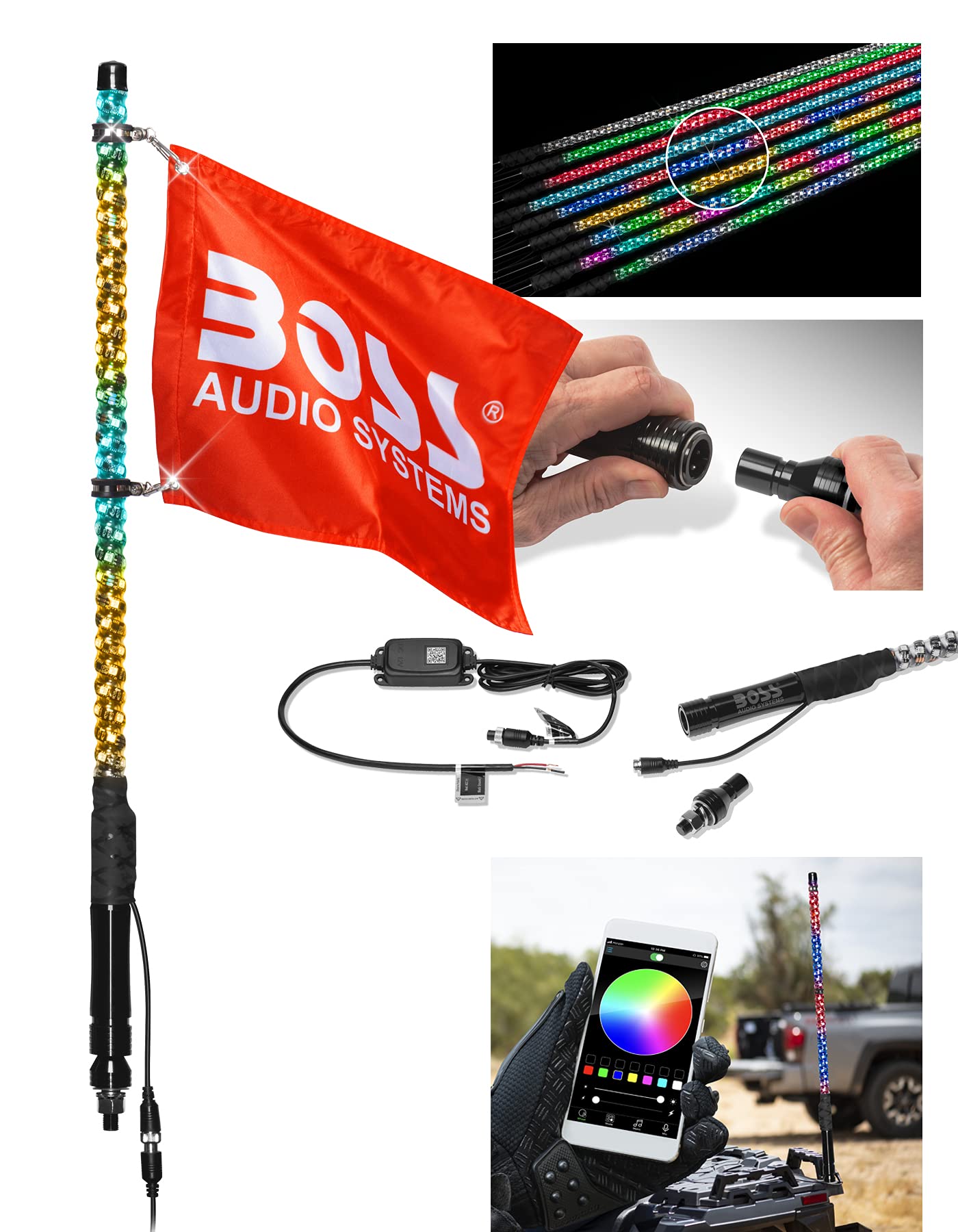 Foto 5 pulgar | Led Whip Boss Audio Systems Xp2 Atv 24 Cm Rgb Ip67 - Venta Internacional.