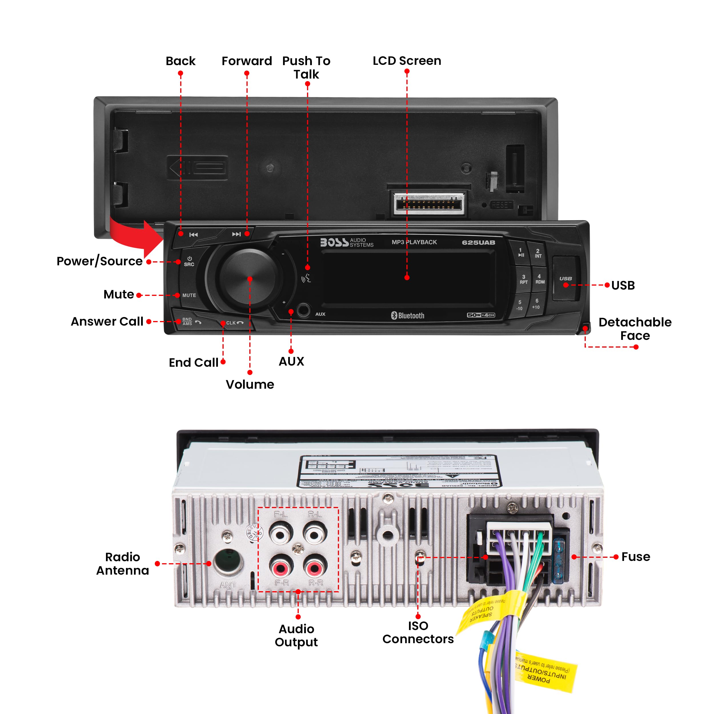 Foto 3 pulgar | Sistema Estéreo para Auto Boss Audio Systems 625uab Single Din con Bluetooth - Venta Internacional