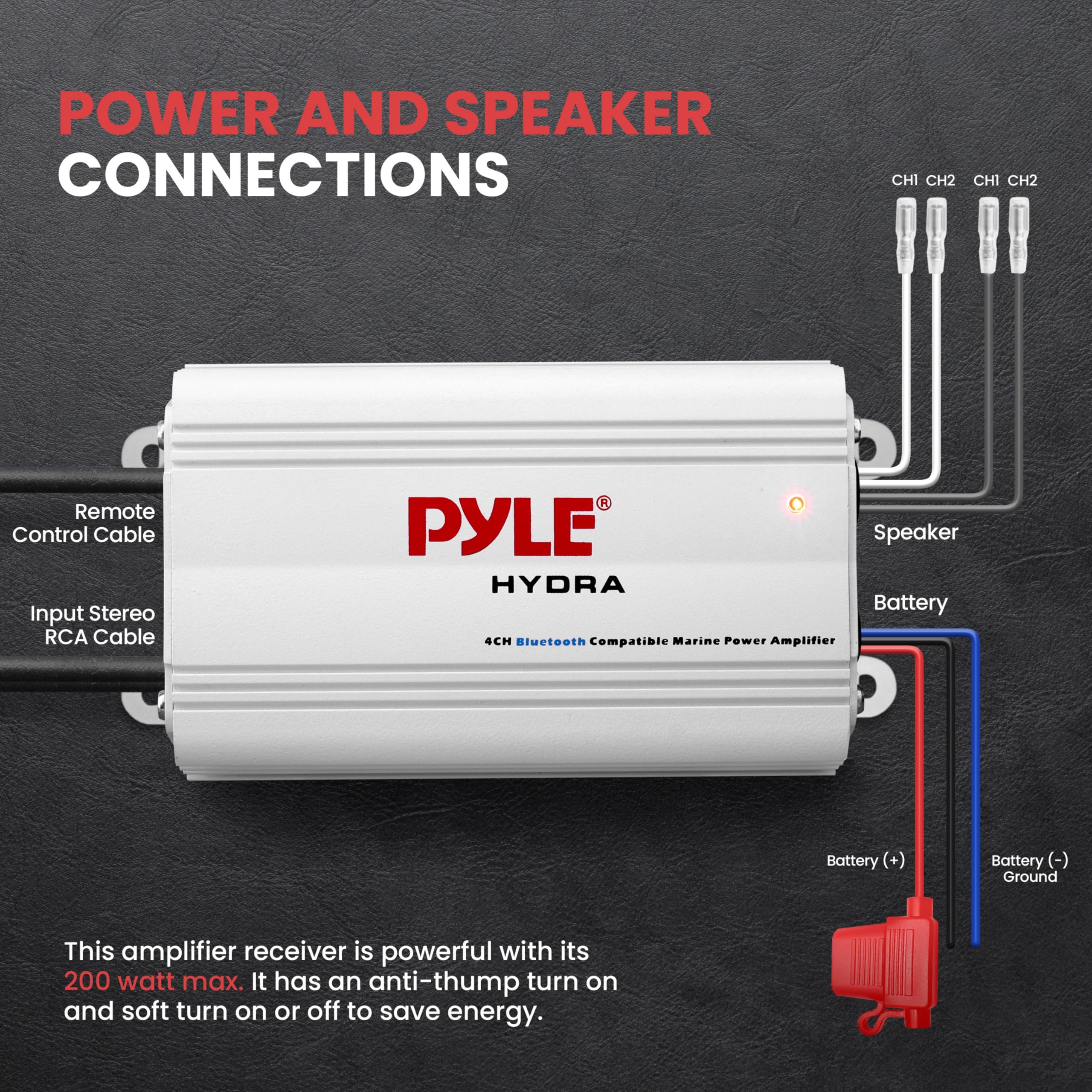 Foto 5 pulgar | Amplificador Marino Pyle Plmrmb4cw 200 W Rms 4 Canales Bluetooth - Venta Internacional.