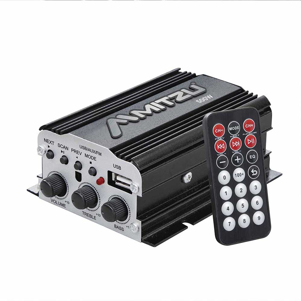 Mini Amplificador Mitzu Mit-76bt color Negro con Bluetooth