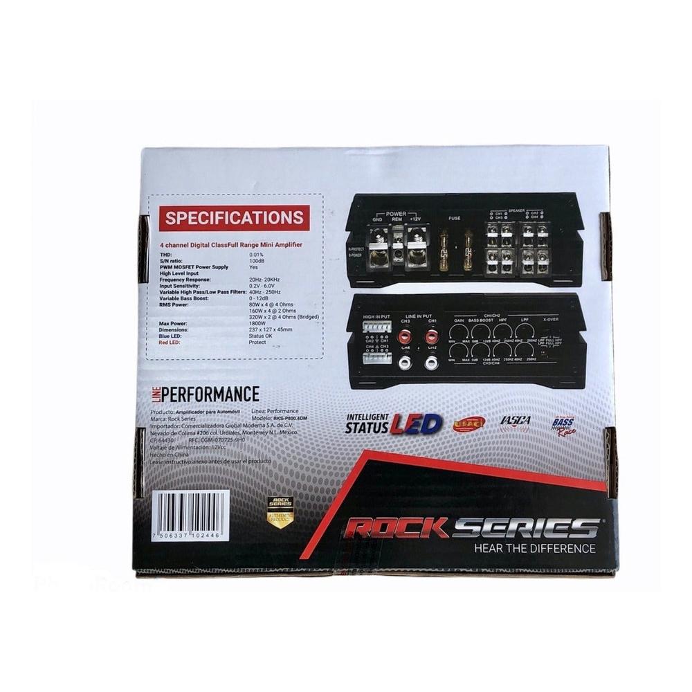 Foto 3 pulgar | Miniamplificador Rock Series RKS-P8004DM Full-range 4 Canales 1800 Watts Clase D