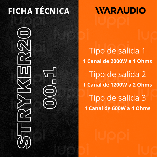 Foto 7 pulgar | Amplificador Waraudio Stryker2000.1 de 1 Canal 2000w Rms