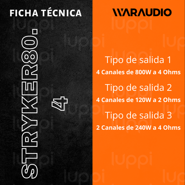 Foto 7 pulgar | Amplificador War Audio Stryker80.4 De 4 Canales 800w Rms