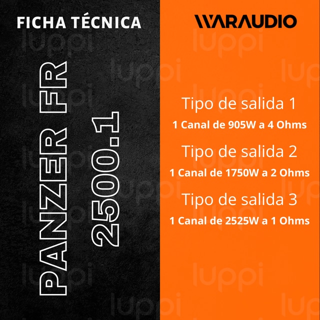Amplificador Waraudio Panzerfr2500.1 De 1 Canal 2525w Rms $8,949