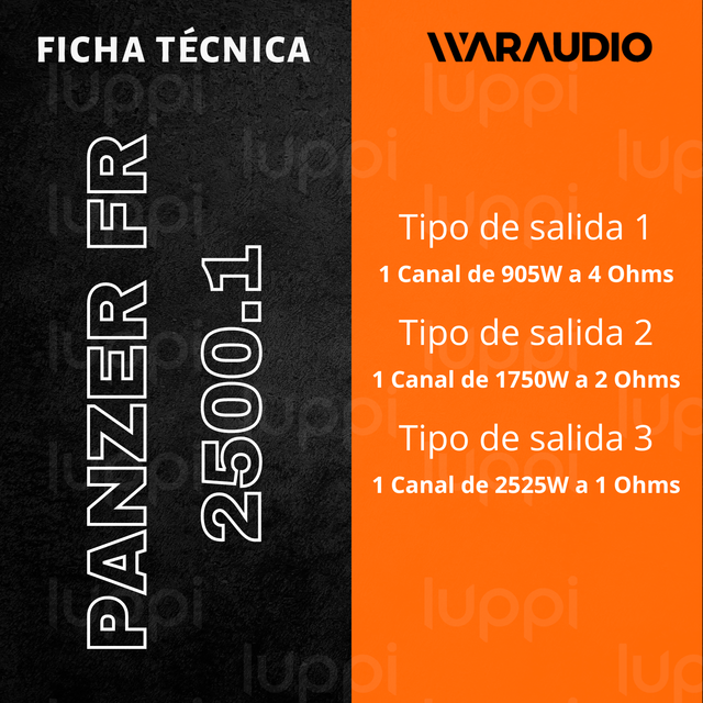 Foto 2 pulgar | Amplificador Waraudio Panzerfr2500.1 De 1 Canal 2525w Rms