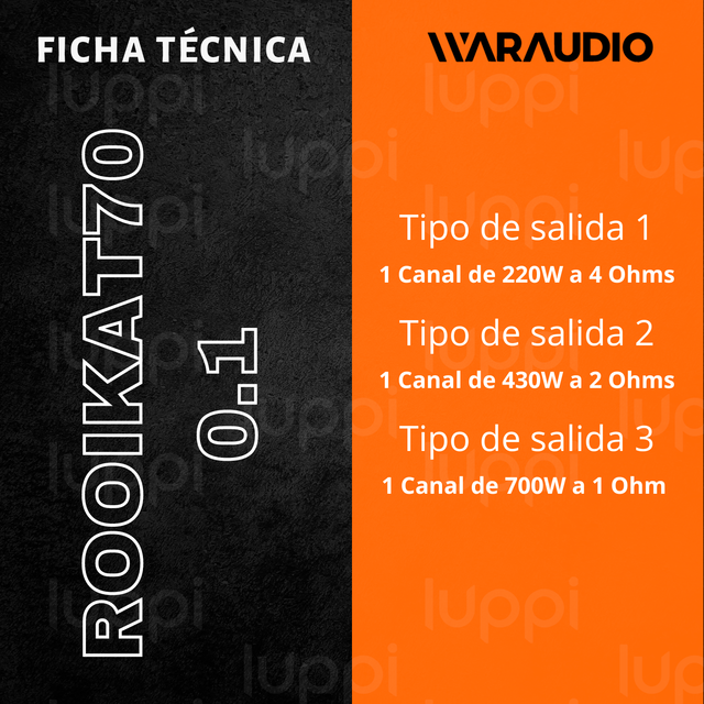 Amplificador Waraudio Rooikat700.1 De 1 Canal 700w Rms