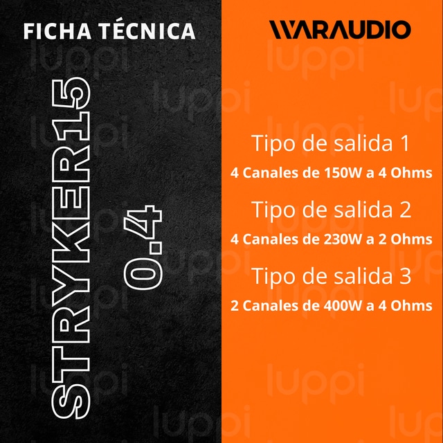 Amplificador Waraudio Stryker150.4 De 4 Canales 400w Rms $4,629