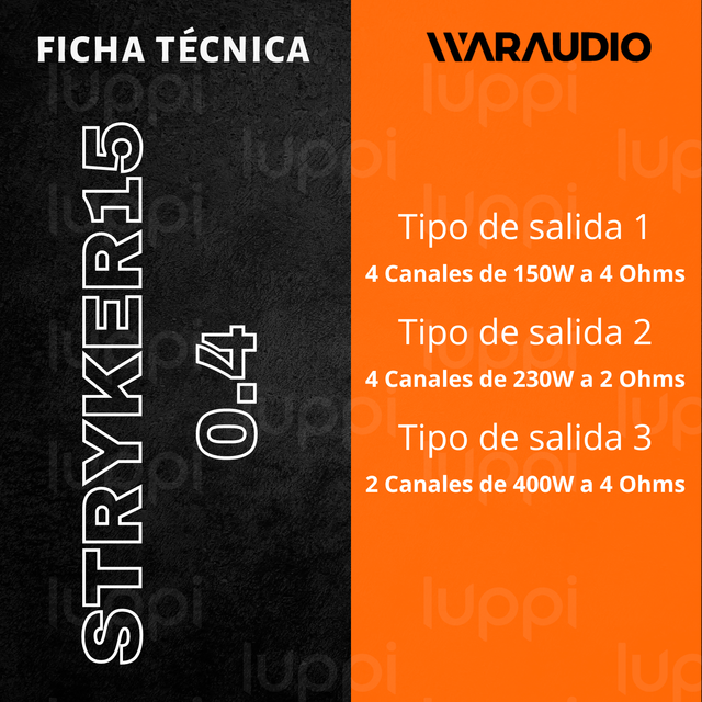 Amplificador Waraudio Stryker150.4 De 4 Canales 400w Rms