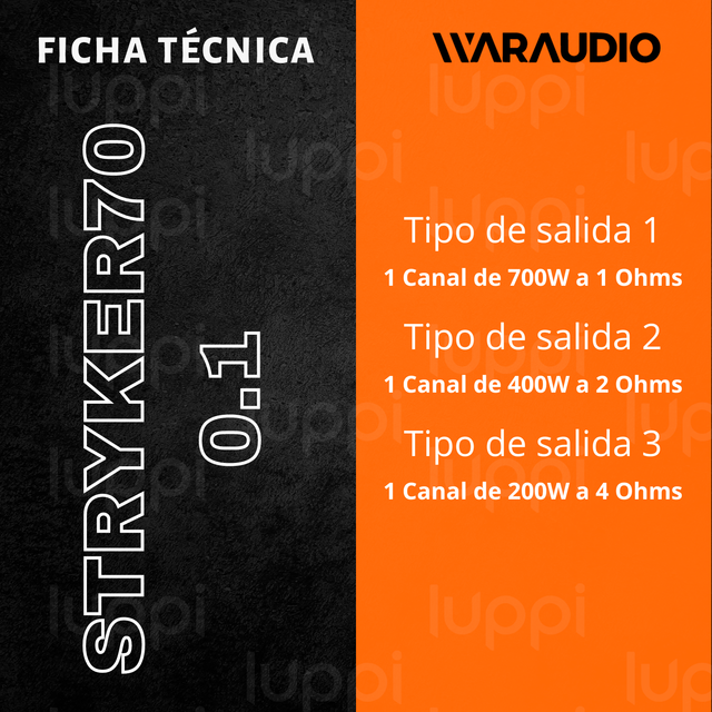 Foto 2 pulgar | Amplificador Waraudio Stryker700.1 De 1 Canal 700w Rms