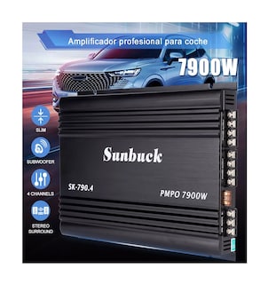 Foto 2 | Amplificador de Audio para Auto 4 Canales Sunbuck 7900w Negro