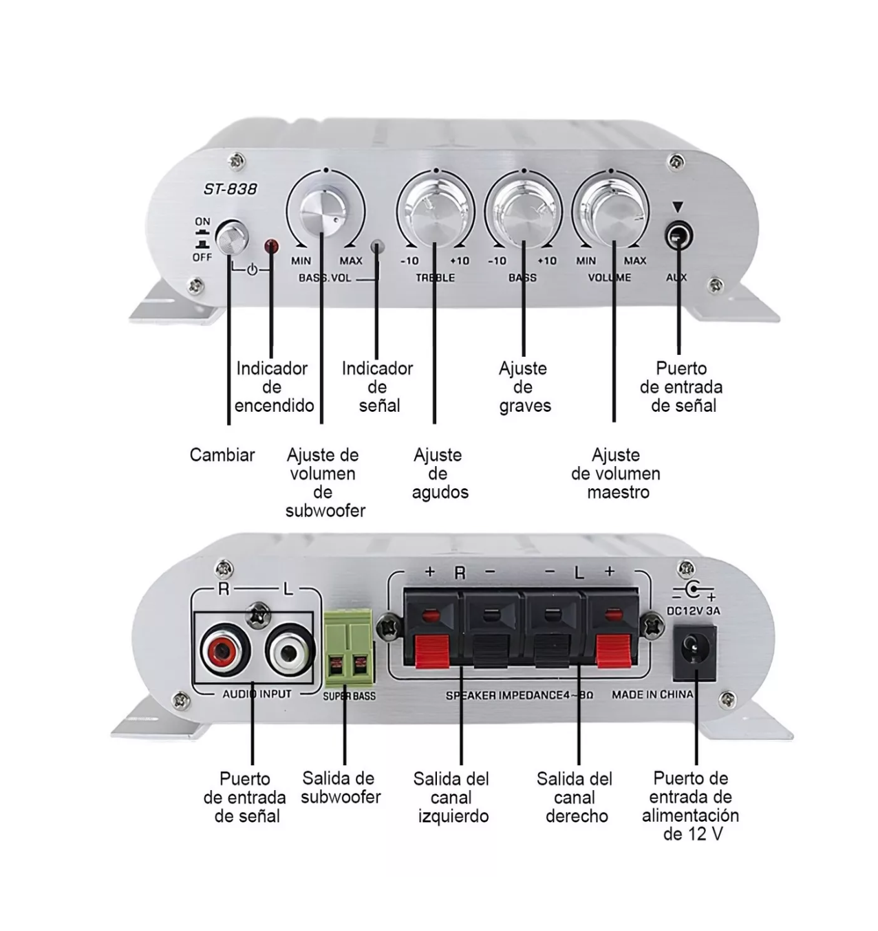 Foto 4 pulgar | Amplificador de 800w para Auto Belug Plateado