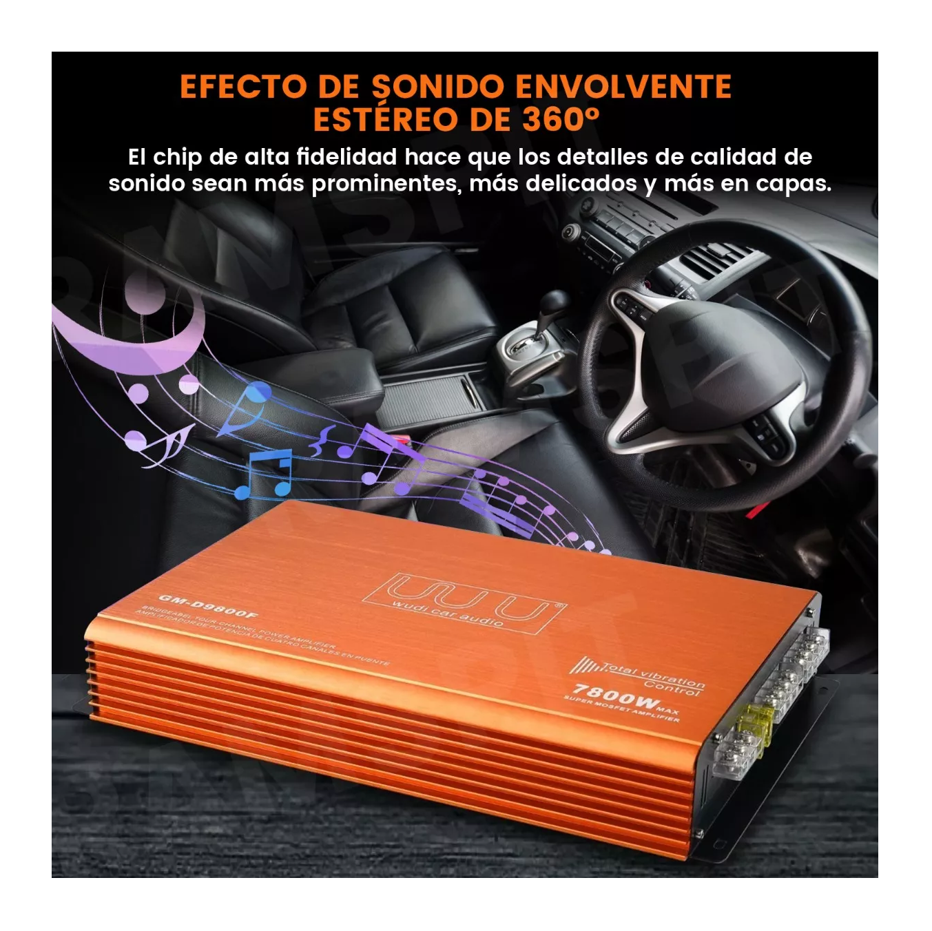 Foto 3 pulgar | Amplificador de Audio para Carros de 4 Canales 7800W Naranja