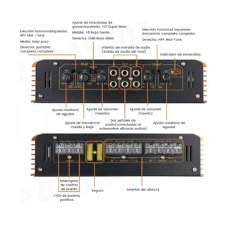 Foto 4 | Amplificador de Audio para Carros de 4 Canales 7800W Naranja
