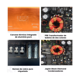 Foto 5 | Amplificador de Audio para Carros de 4 Canales 7800W Naranja