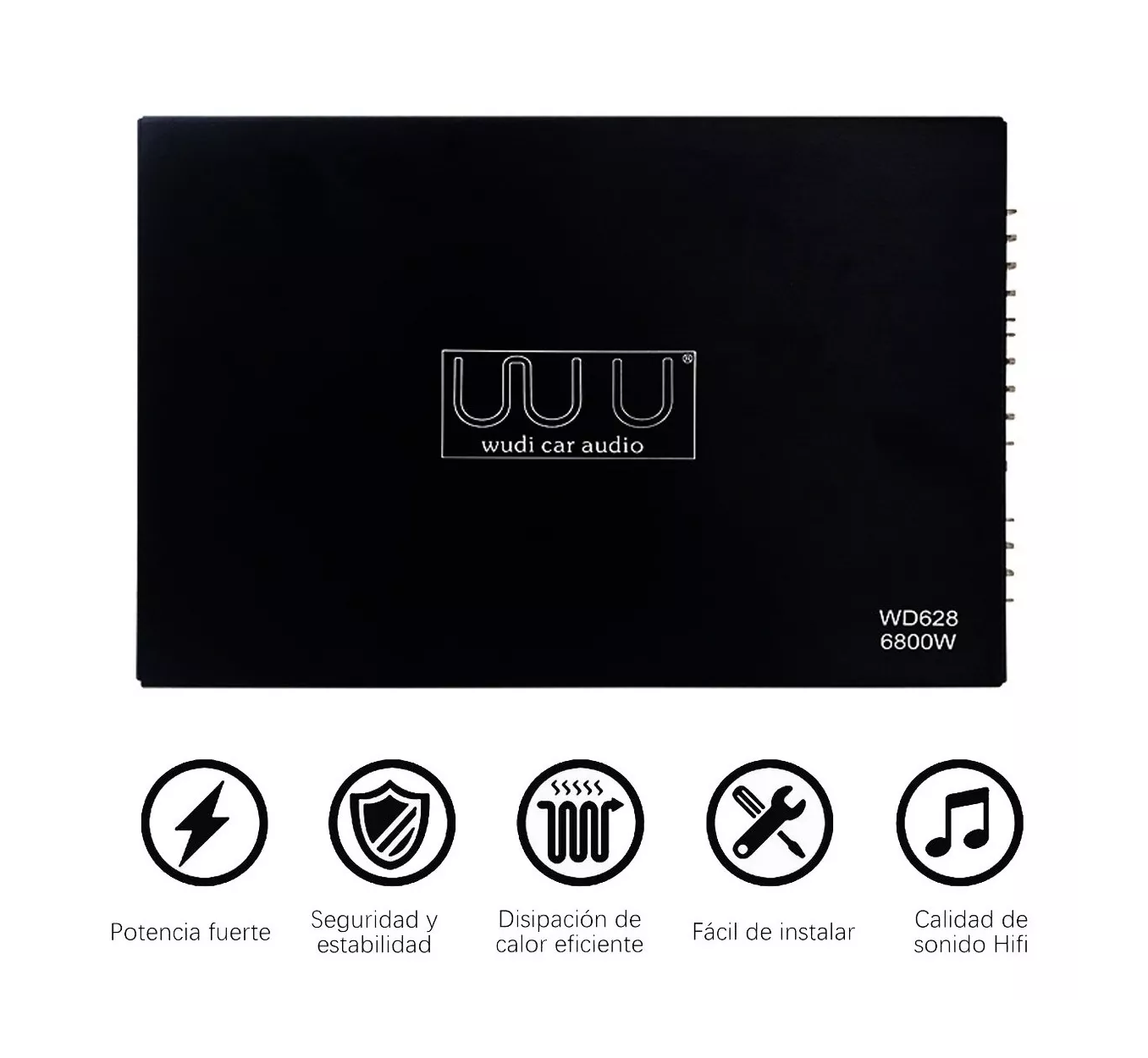 Foto 2 | Amplificador de Audio de 6800w 4 Canales para Auto Negro