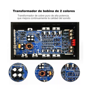 Foto 3 | Amplificador de Audio de 6800w 4 Canales para Auto Negro
