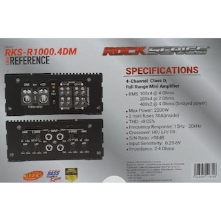 Foto 2 | Mini Amplificador Full-range 4 Canales Rock Series Rks-r1000.4dm 2200 Watts Clase D Open Show
