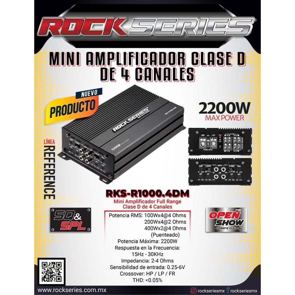 Foto 4 pulgar | Mini Amplificador Full-range 4 Canales Rock Series Rks-r1000.4dm 2200 Watts Clase D Open Show