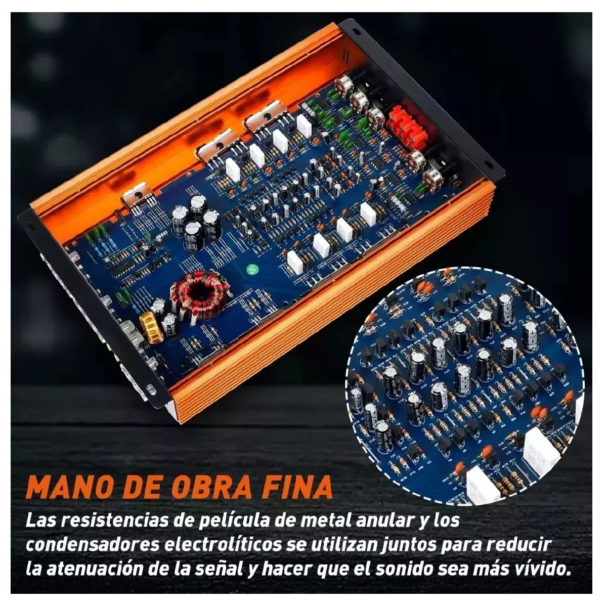 Foto 4 pulgar | Amplificador Audio 4 Canales Clase Ab para Autoestéreo 9800 W Naranja